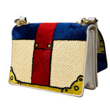 Prada Multicolor Velvet/Leather Trim Trompe L'oeil Cahier Crossbody Bag