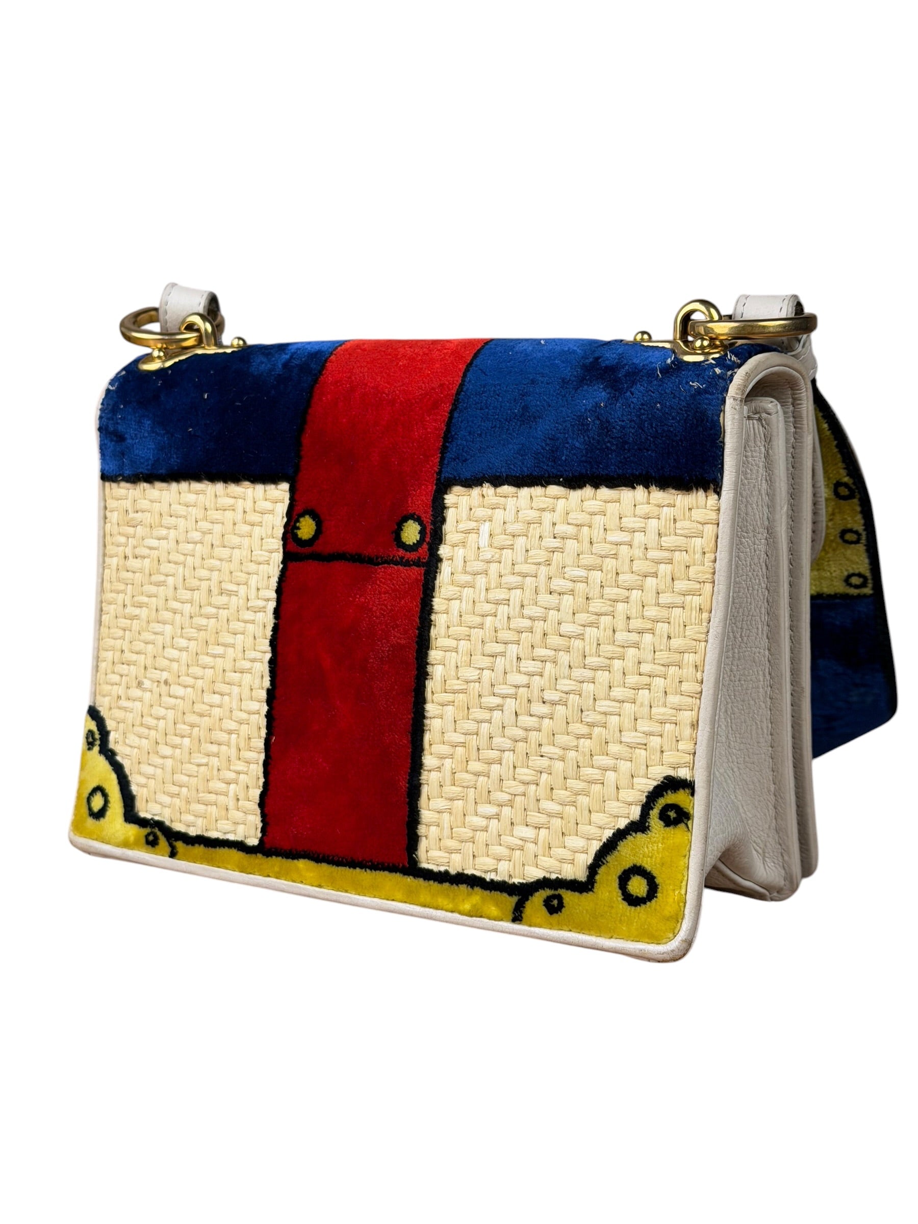 Prada Multicolor Velvet/Leather Trim Trompe L'oeil Cahier Crossbody Bag