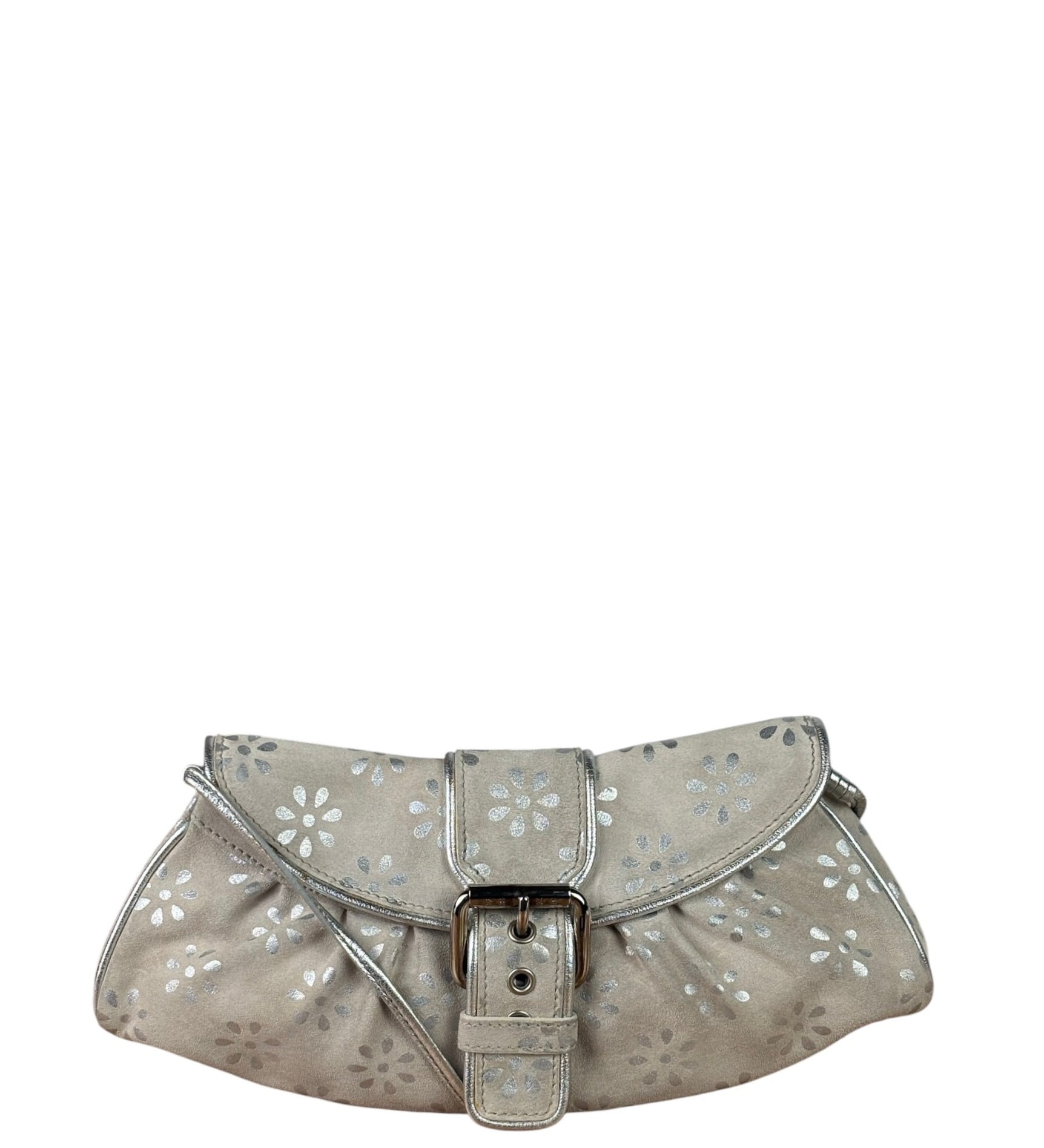 Celine Grey/Silver Suede/Leather Daisy Pochette