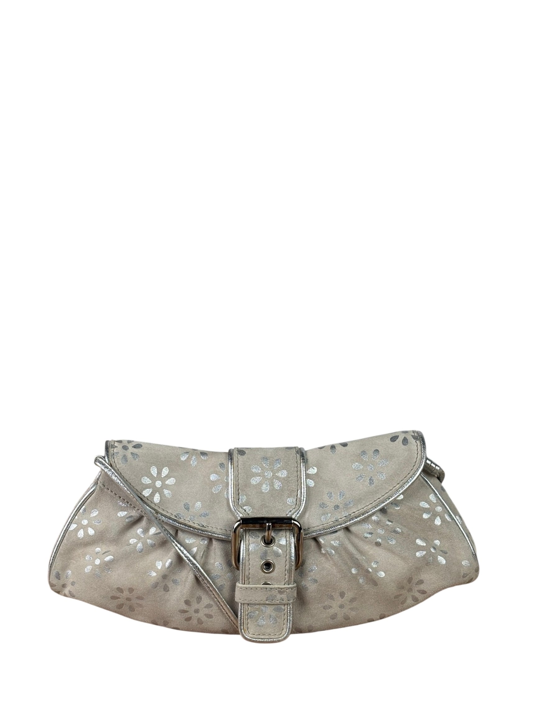 Celine Grey/Silver Suede/Leather Daisy Pochette