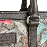 Gucci Brown Leather Trim GG Supreme Tian Vertical Tote Bag