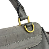 Celine Grey Suede/Leather Crocodile Embossed Trapeze Two-Way Bag