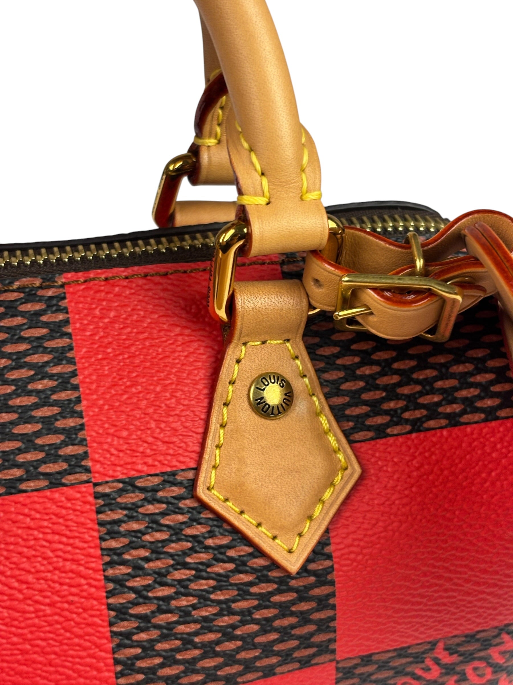 Louis Vuitton Red Pop Damier Nano Speedy Bandouliere Two-Way Bag