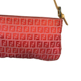 Fendi Pink/Red Zucca Leather Trim Pochette
