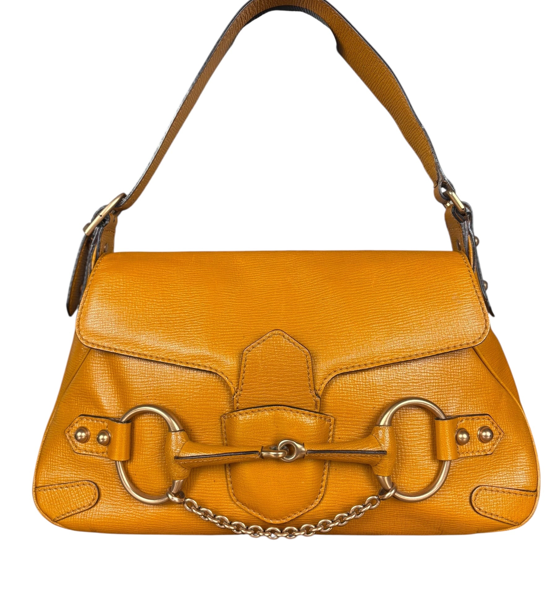 Gucci Horsebit Chain Leather Shoulder Bag Brown