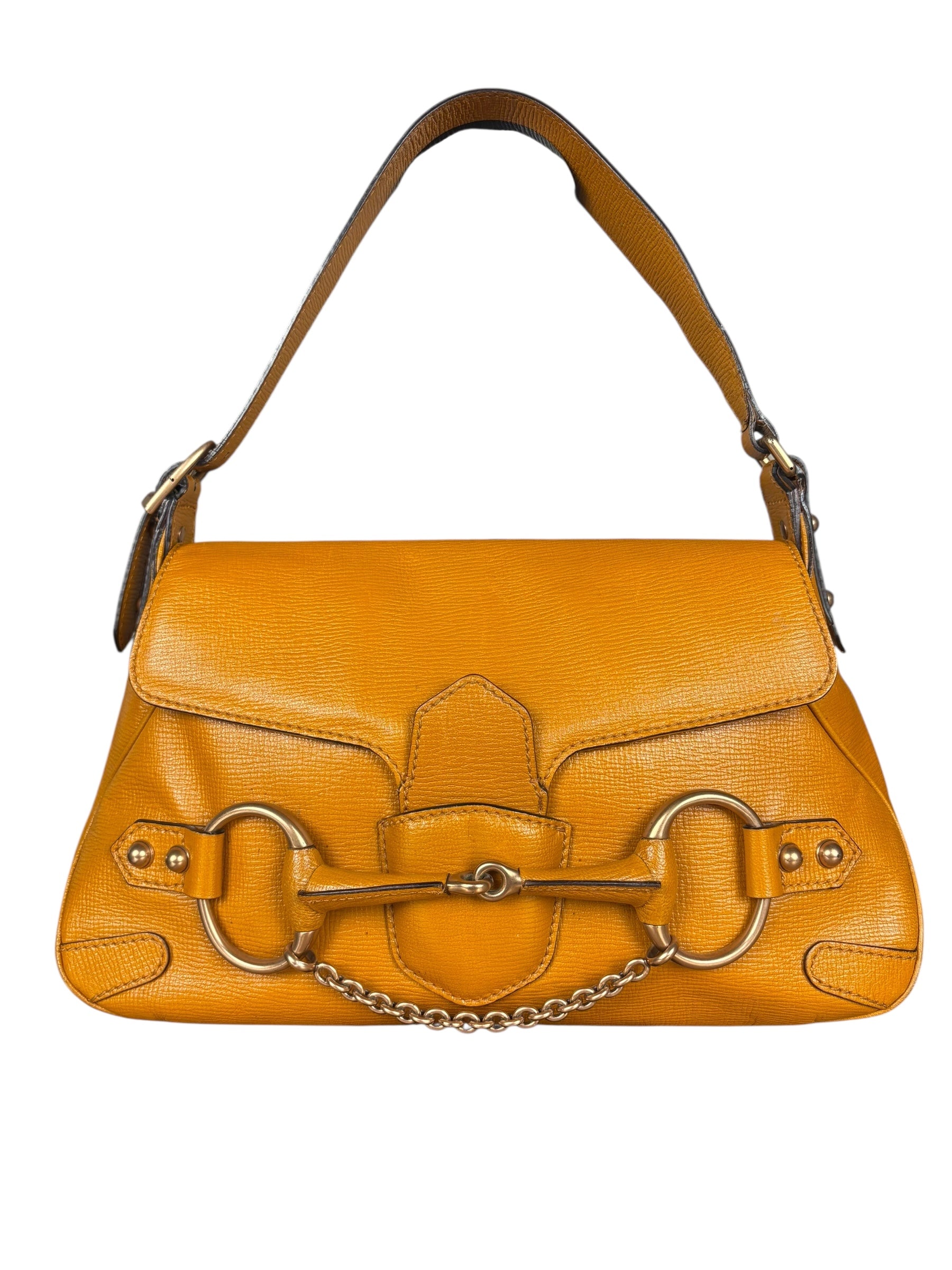 Gucci Horsebit Chain Leather Shoulder Bag Brown