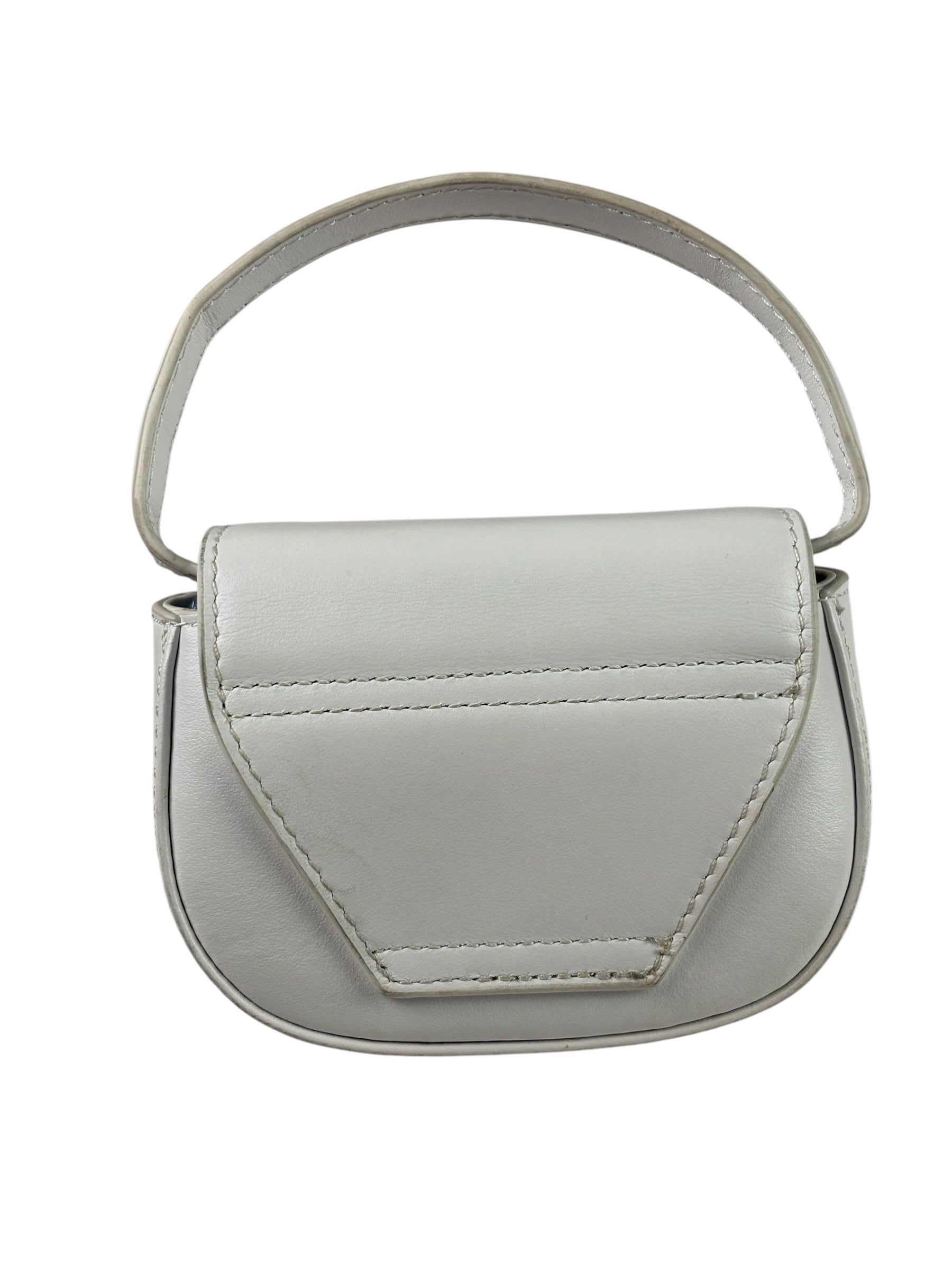 Diesel White Leather 1DR XS Two-Way Mini Bag
