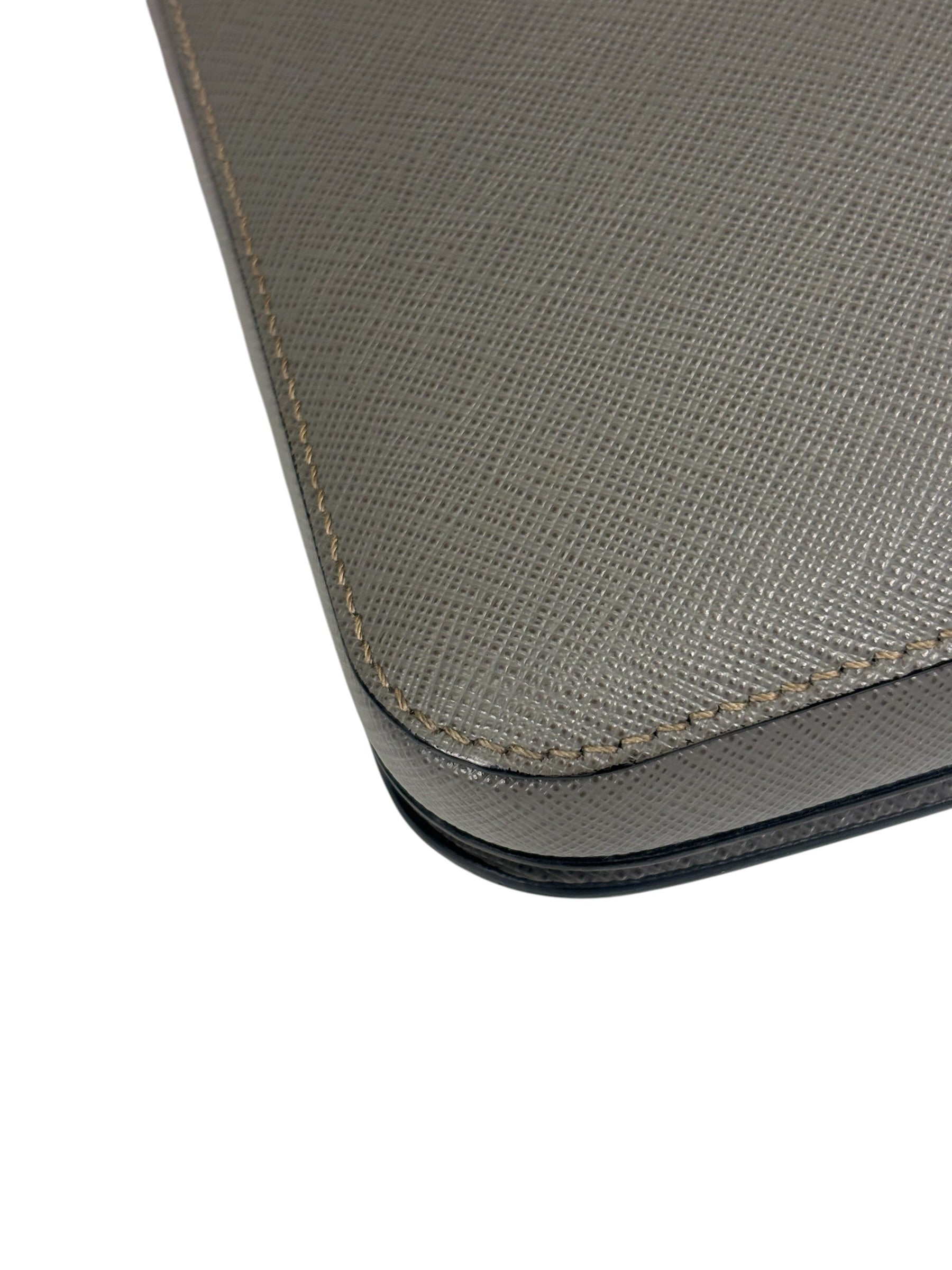 Prada Grey Saffiano Leather Pouch