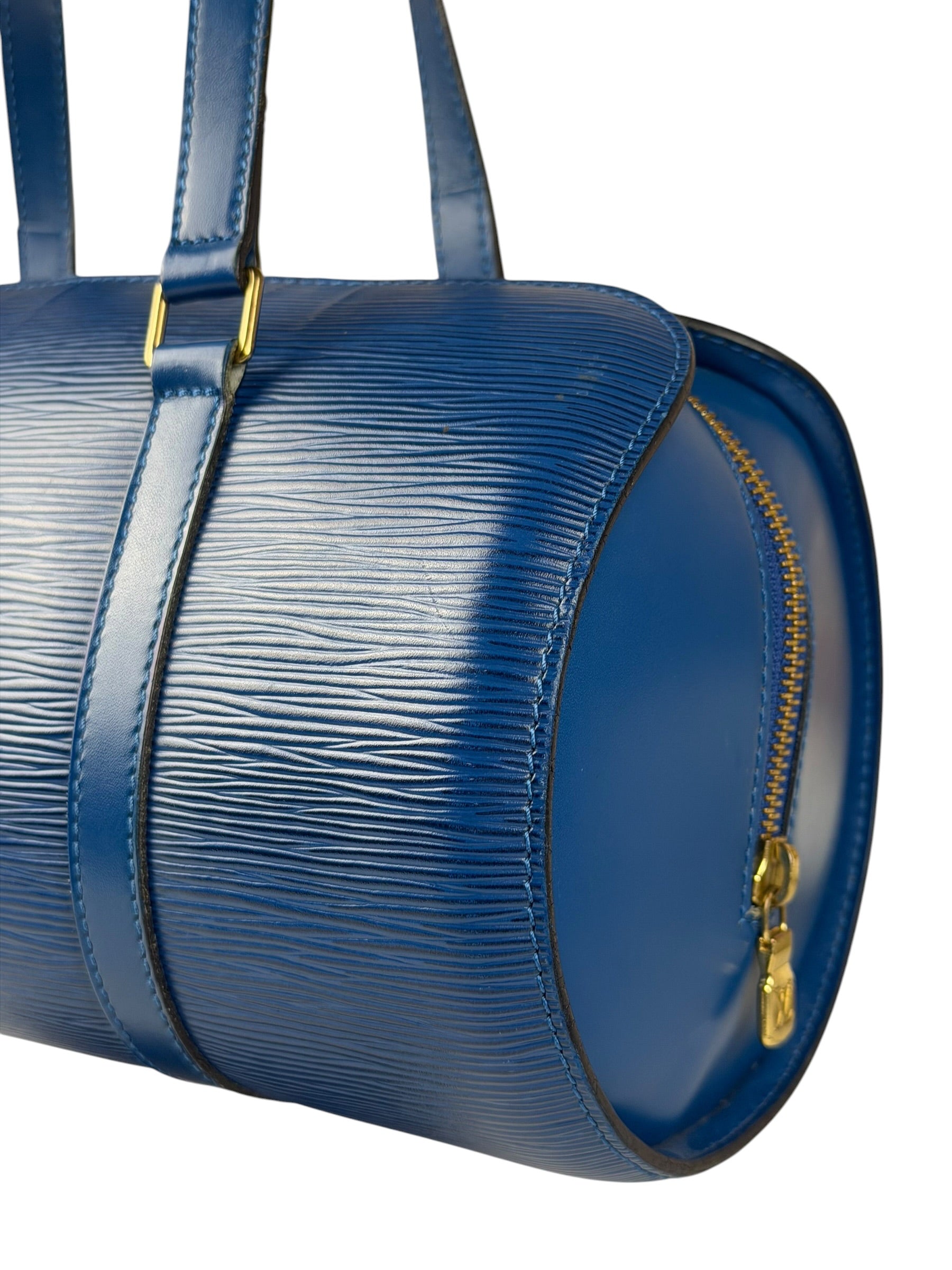 Louis Vuitton Blue Epi Soufflot Handbag