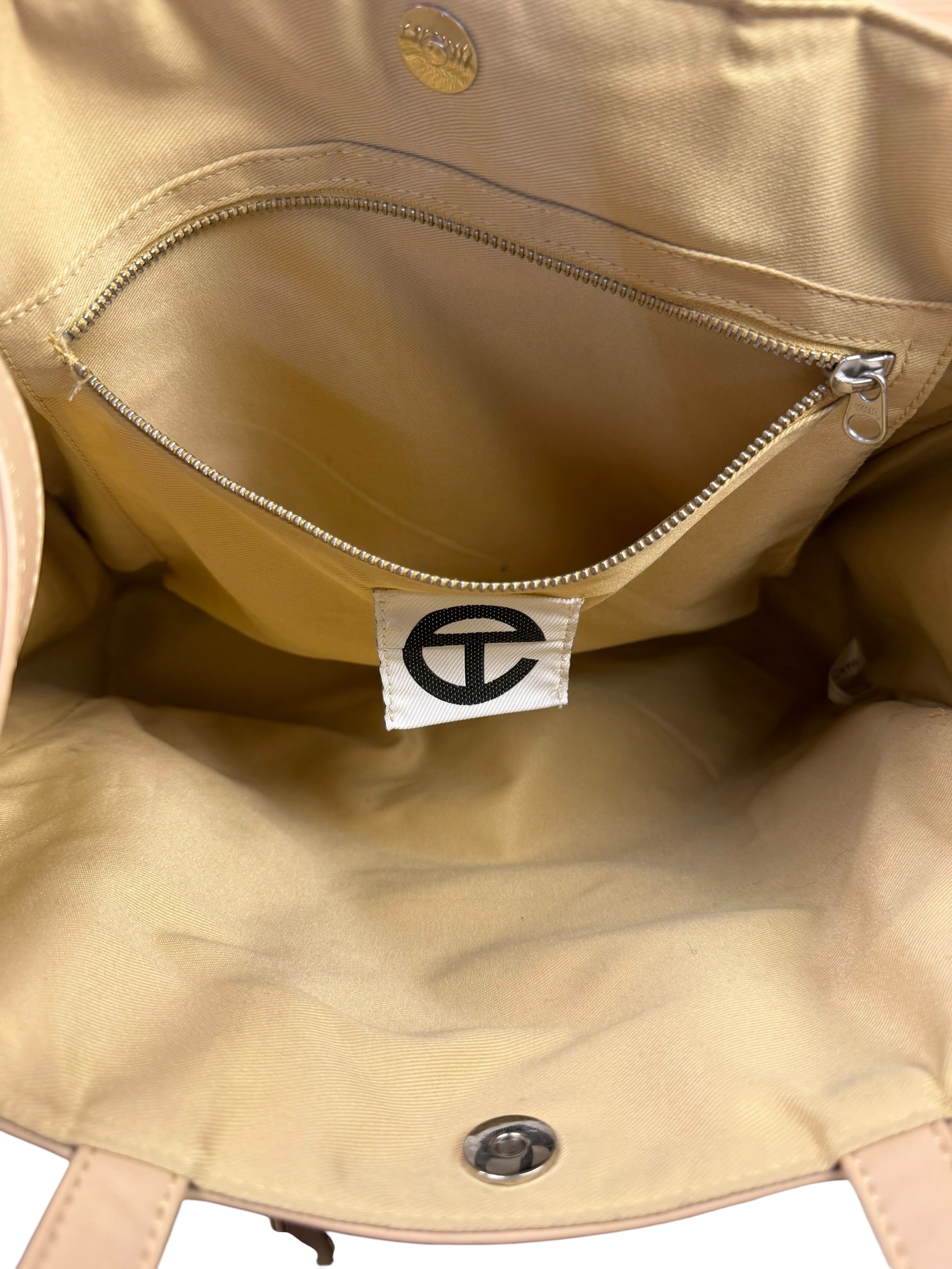 Telfar Cream Leather Medium Shopping Tote Bag