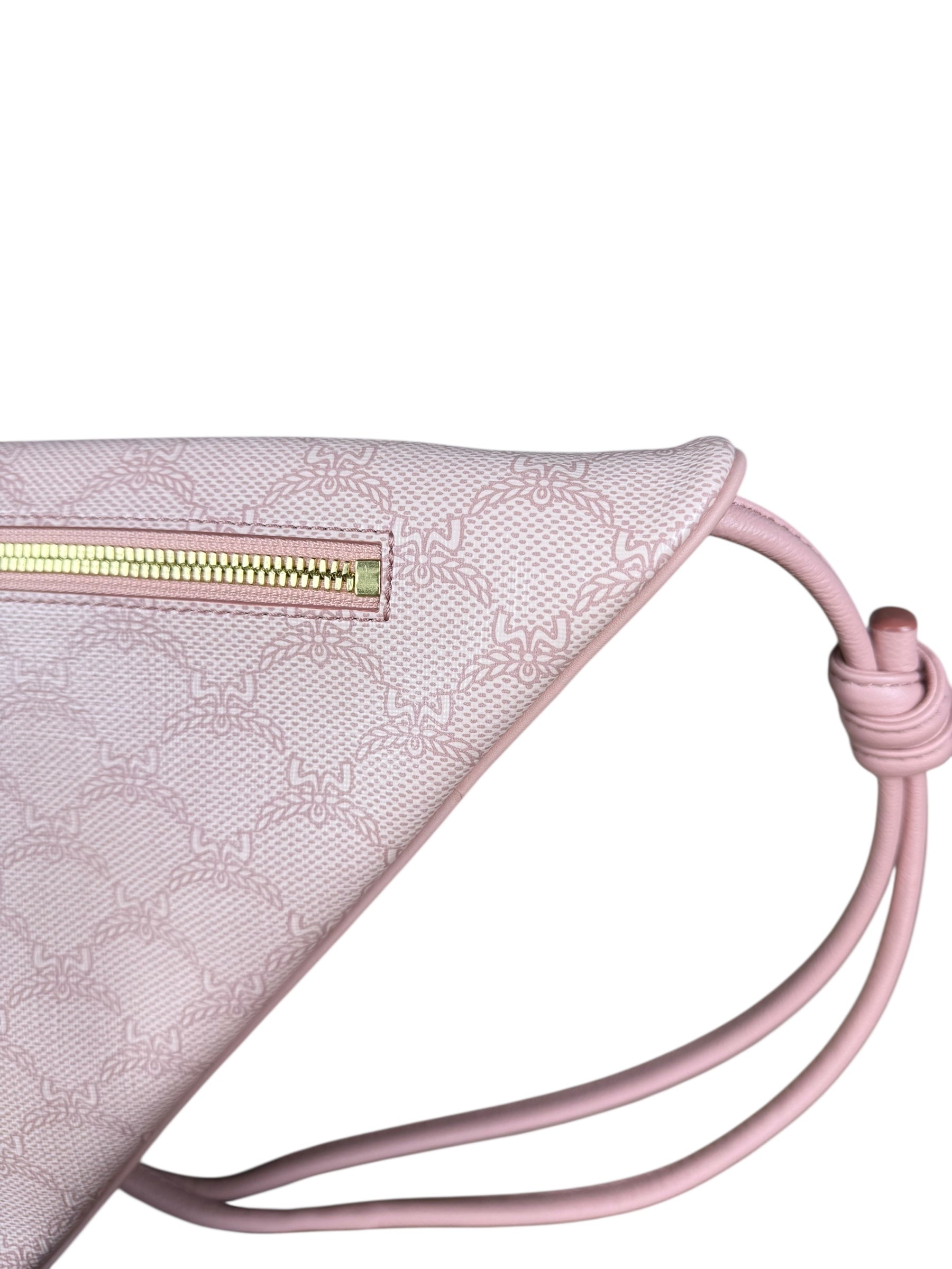 MCM Pink Triangle Logo Fold-Over Shoulder Bag