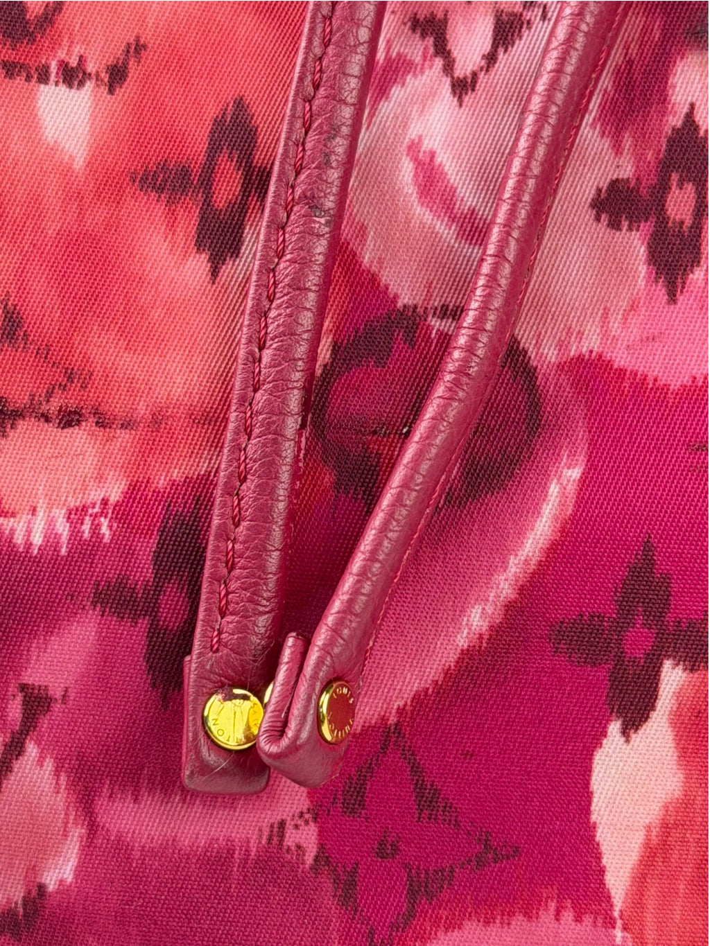 Louis Vuitton Pink Leather Trim Floral Ikat Noefull PM