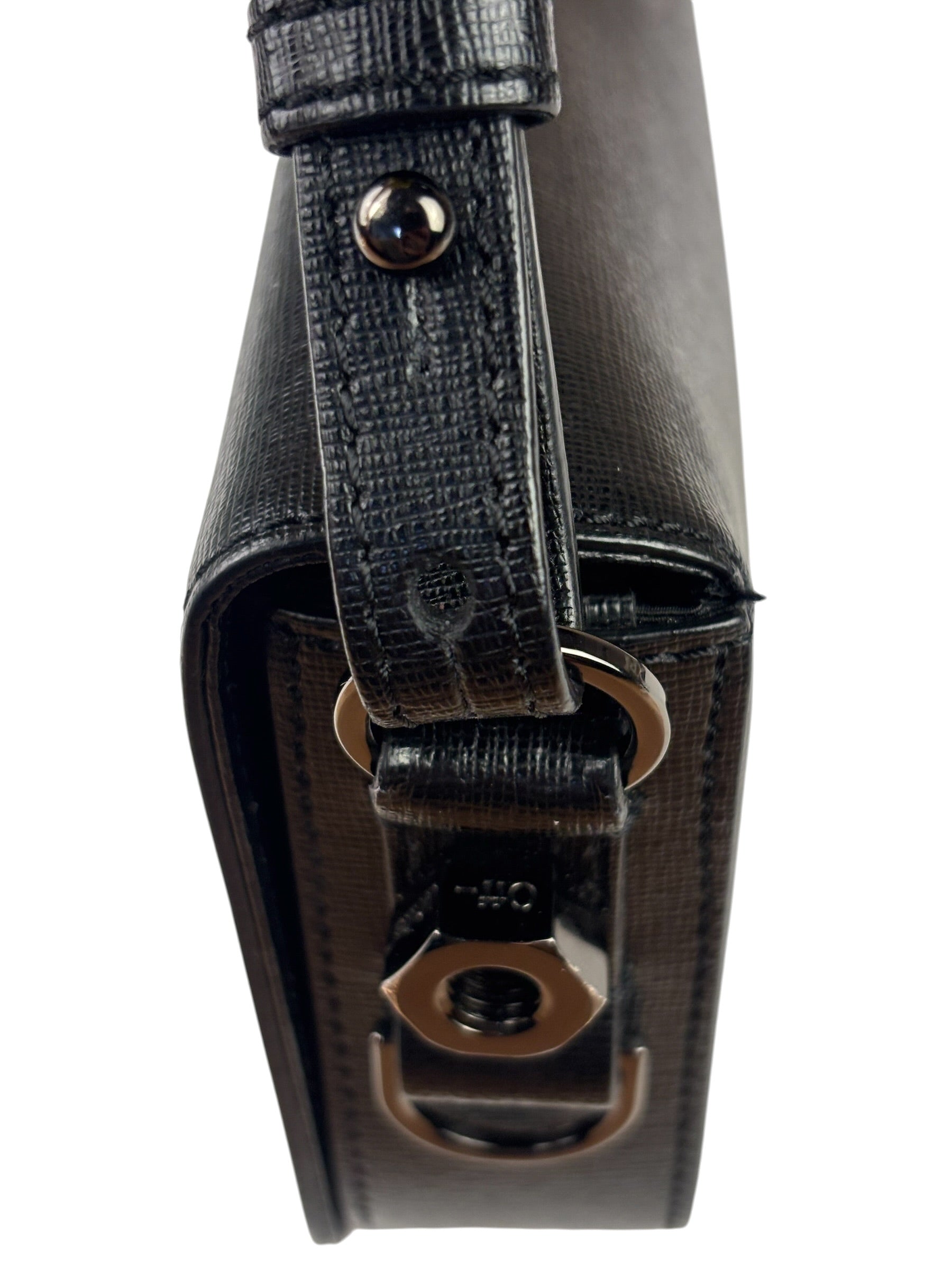 Off-White Black/White Leather Binder Clip Crossbody Bag