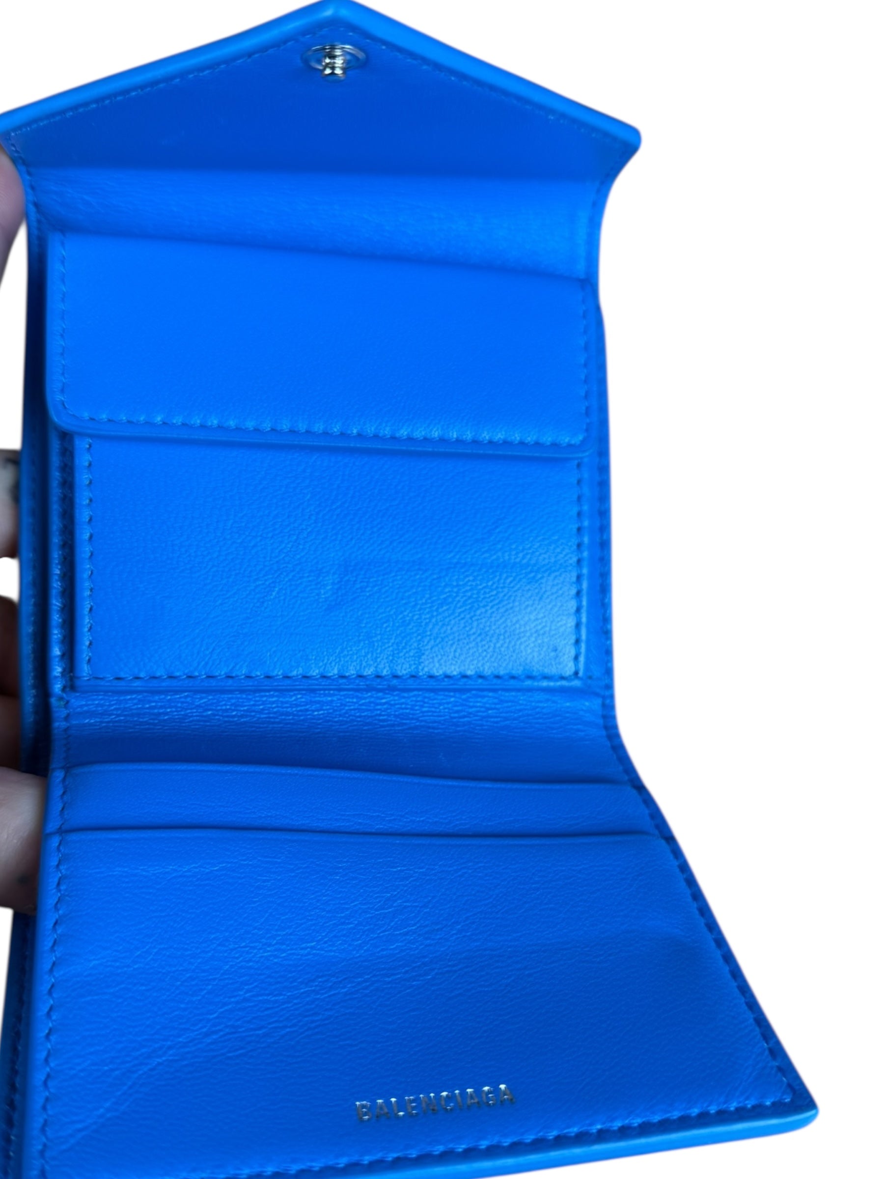Balenciaga Blue Polka Dot Tri-Fold Wallet