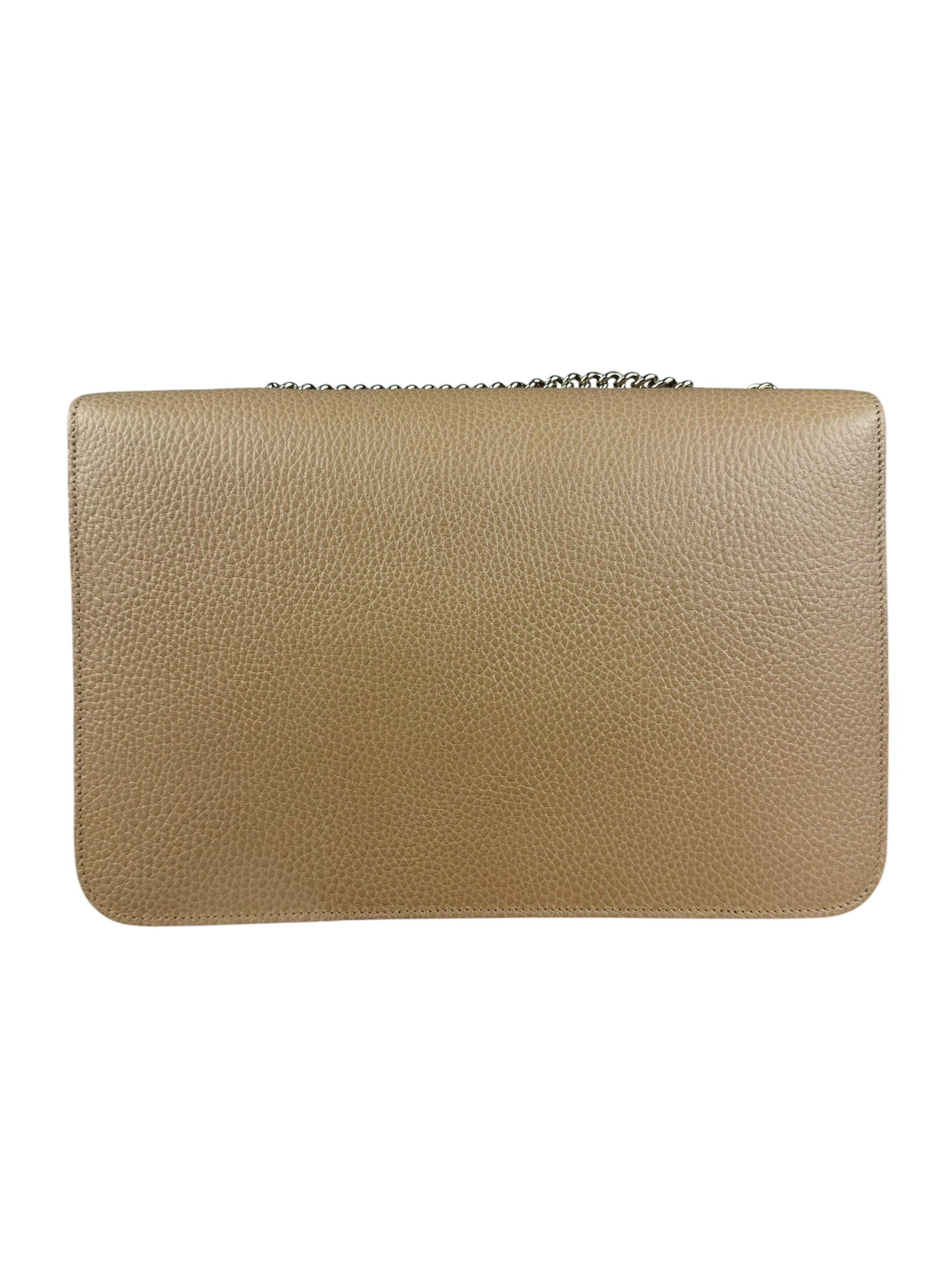 Gucci Beige Leather Medium GG Dollar Chain Shoulder Bag