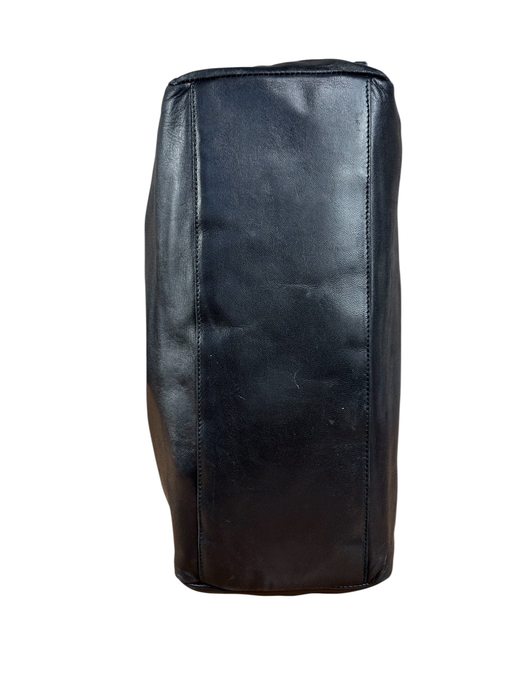 Prada Vintage Black Leather Tote Bag