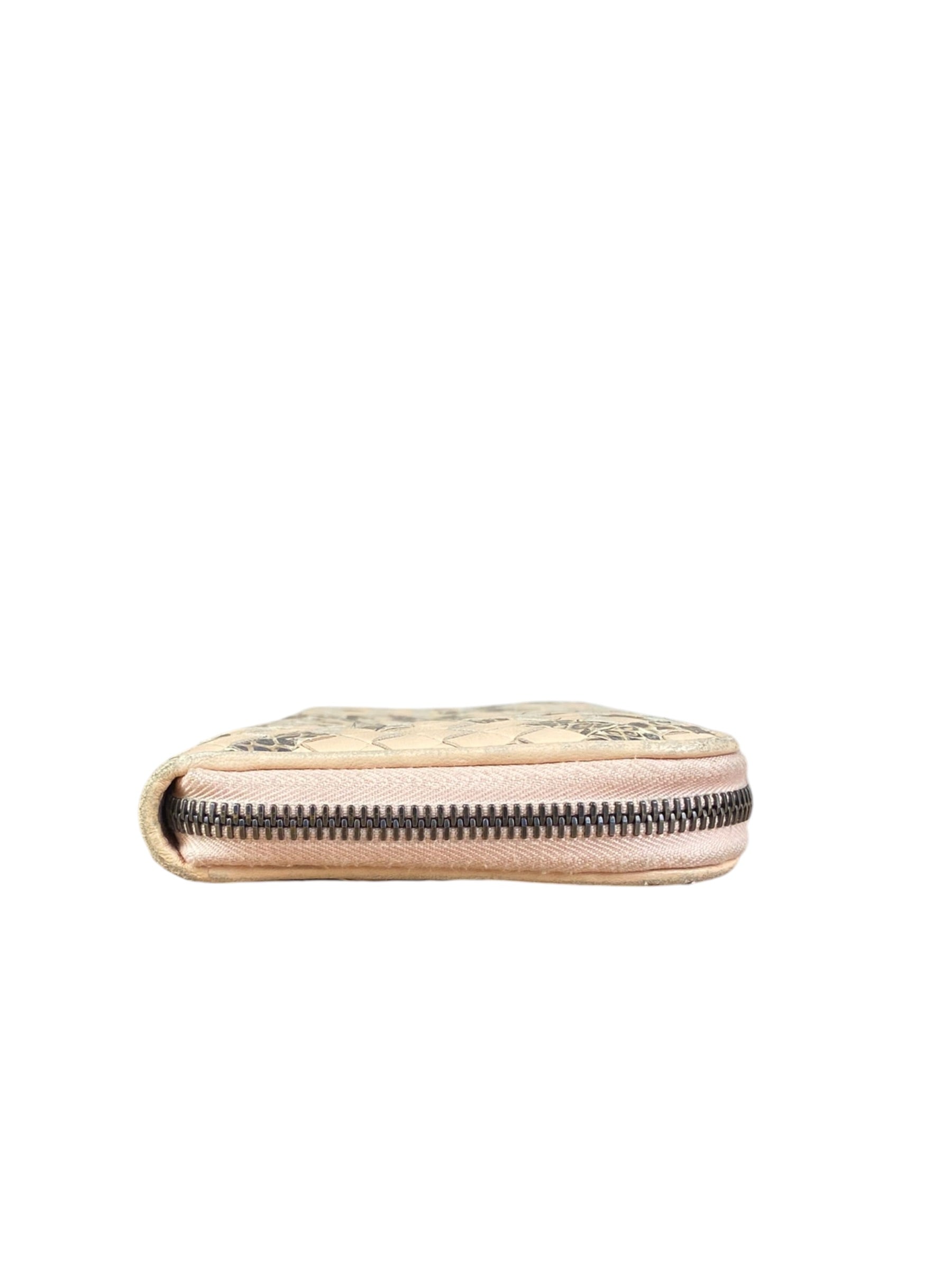 Bottega Veneta Pink Intreccio Snake Leather Long Wallet