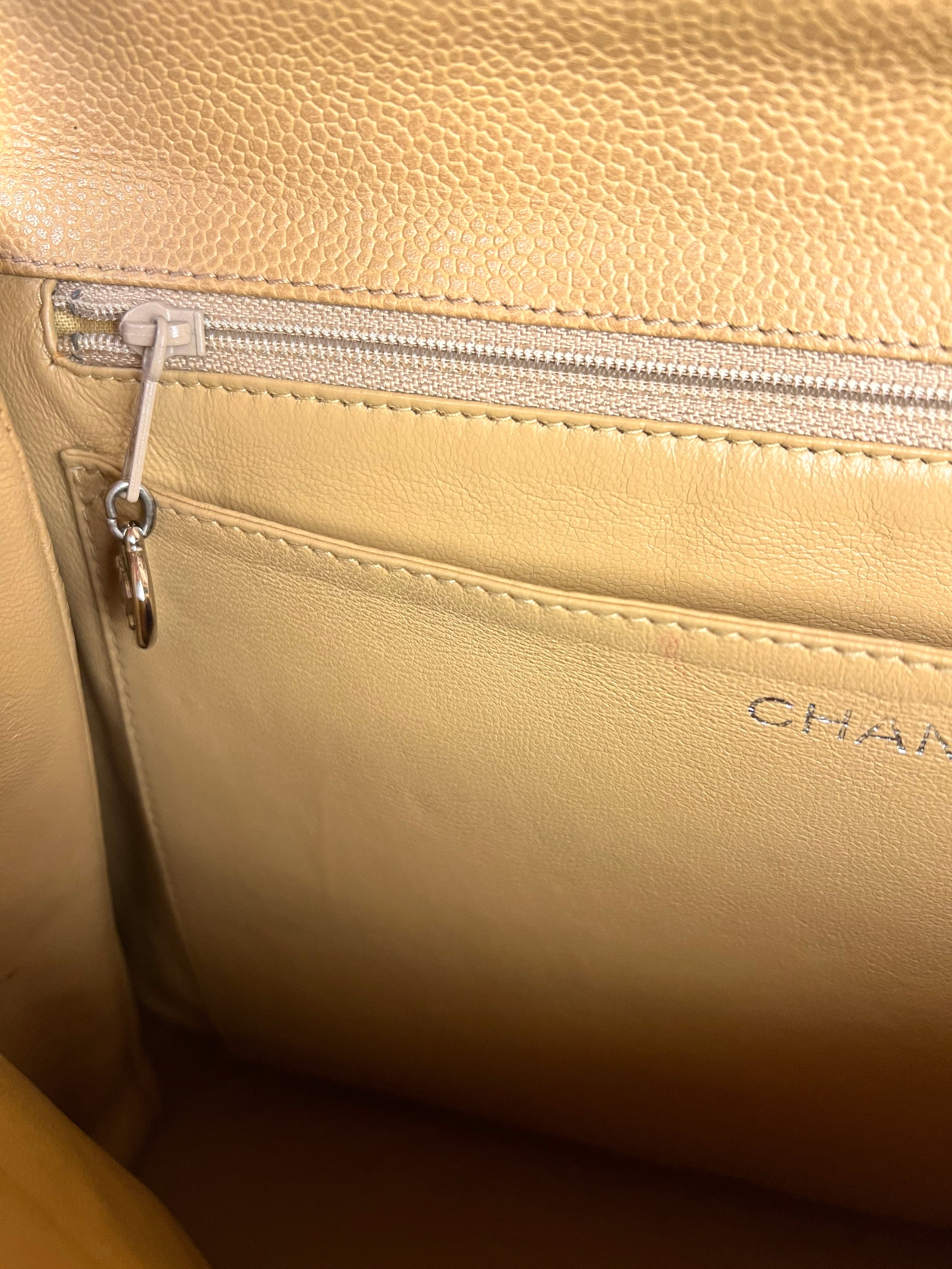 Chanel Beige Calfskin Kelly Top Handle Bag 2001