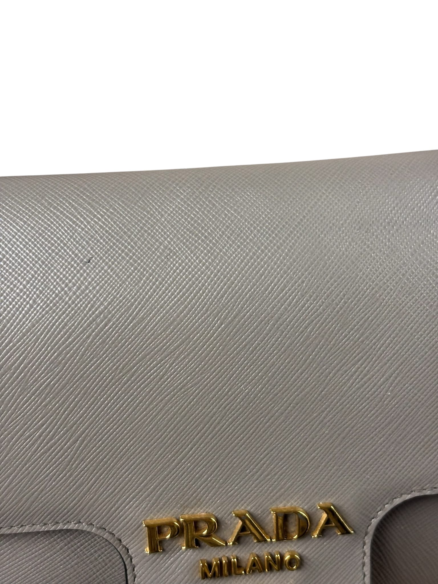 Prada Grey Saffiano Leather Cuir Pattina Crossbody