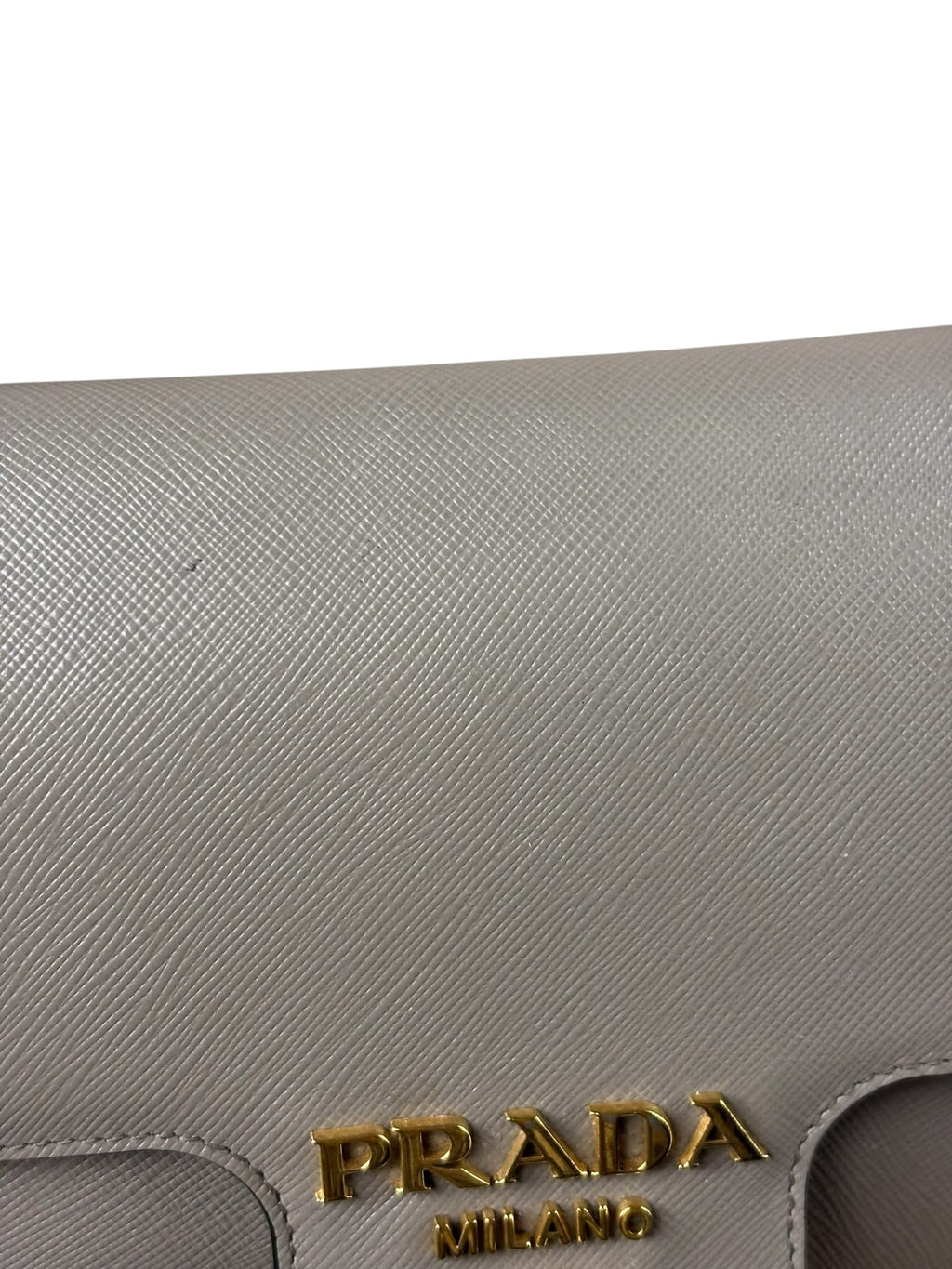 Prada Grey Saffiano Leather Cuir Pattina Crossbody