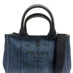 Prada Blue Denim Canapa Logo Tote Bag