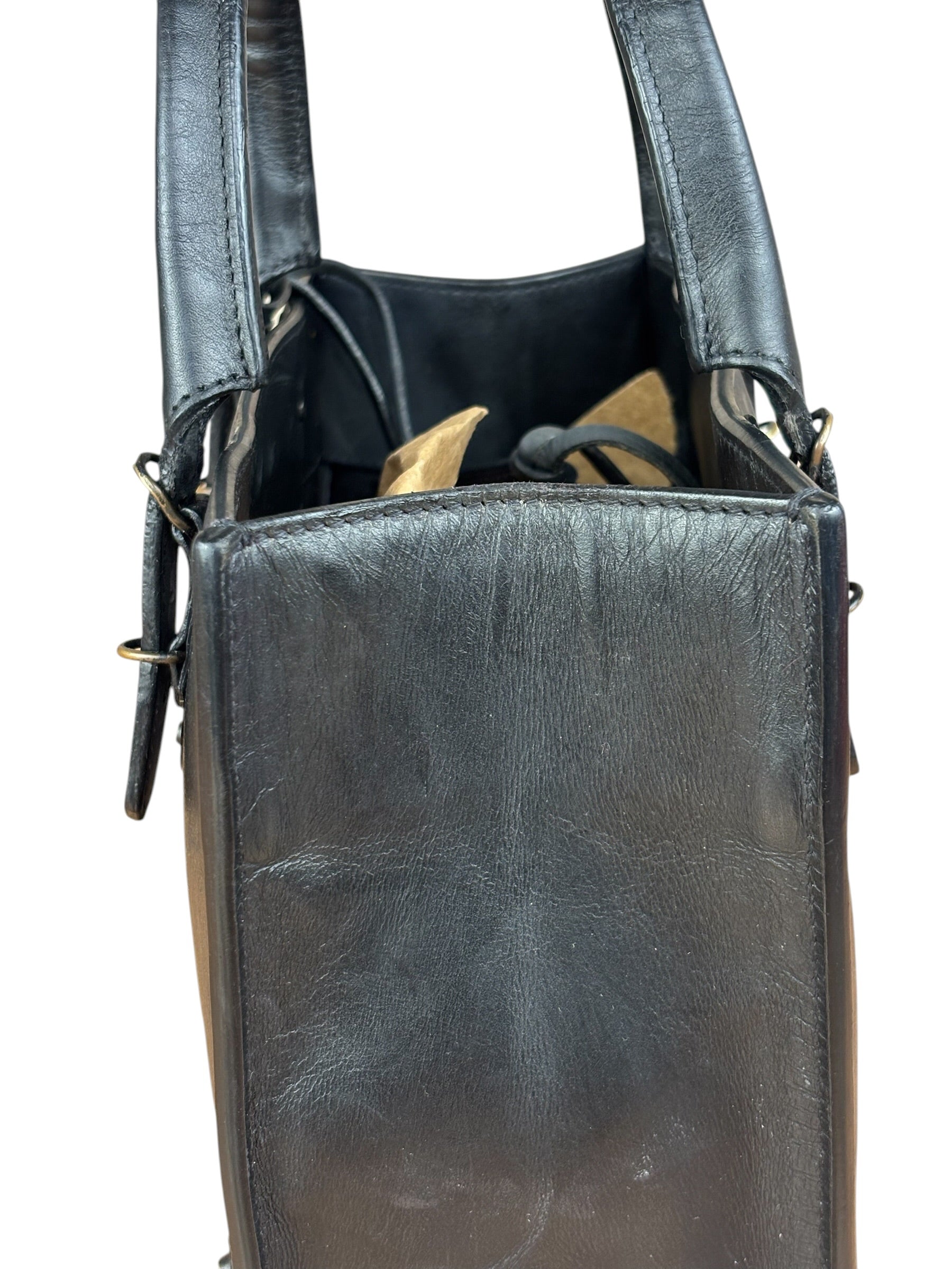 Balenciaga Black Leather papier A4 Tote Bag