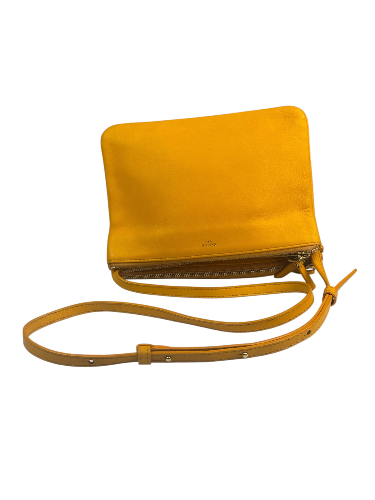 Celine Yellow/Orange Leather Trio Small Crossbody Bag