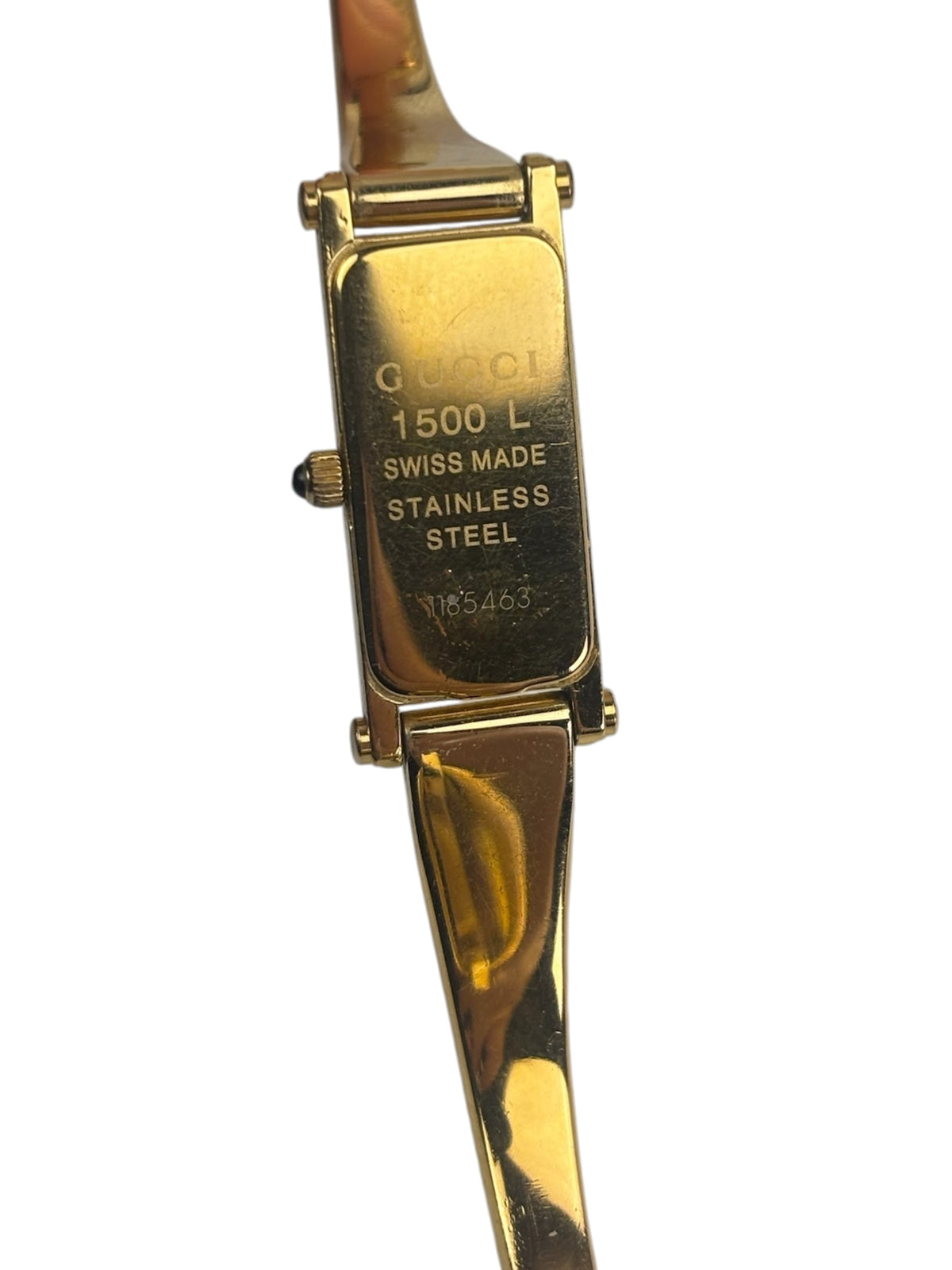 Gucci 1500L Black Dial Gold Plate Bangle