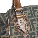 Fendi Vintage Leather Trim Zucca Etnico/Du Jour Tote Bga