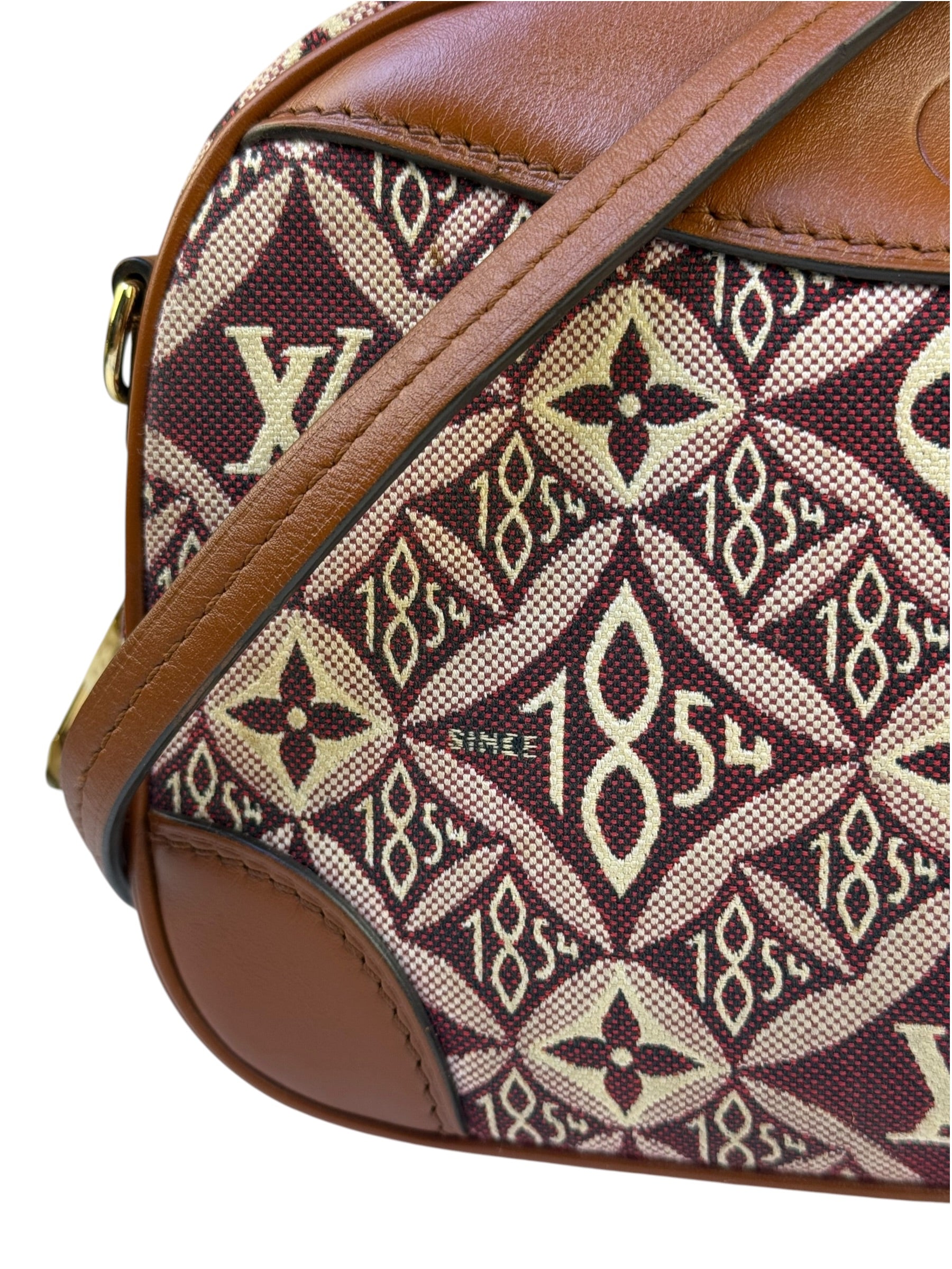 Louis Vuitton Burgundy/Brown Leather Trim Mini Deauville Crossbody Bag