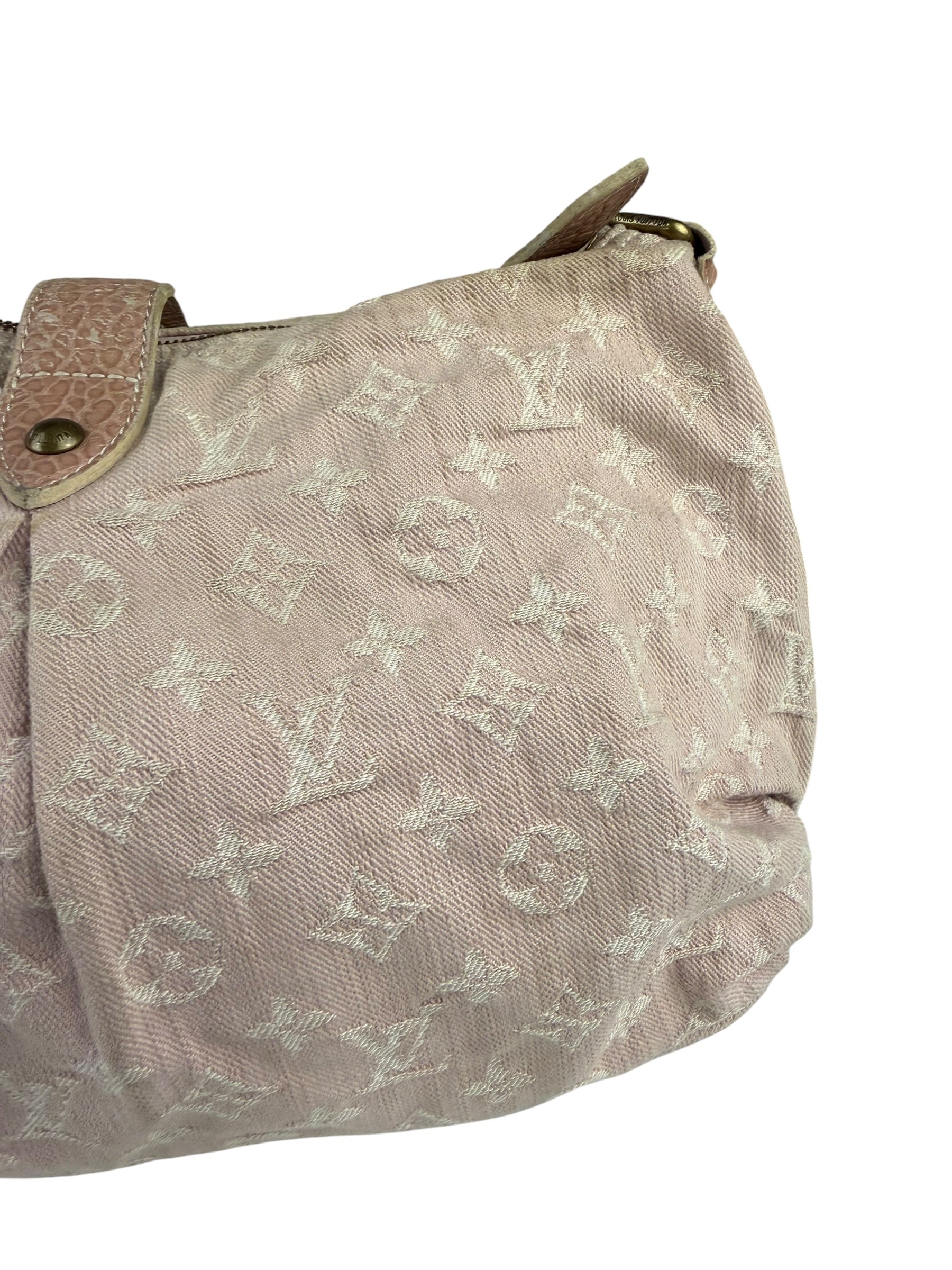 Louis Vuitton Vintage Rose Pink Monogram Denim Slightly Hobo Bag