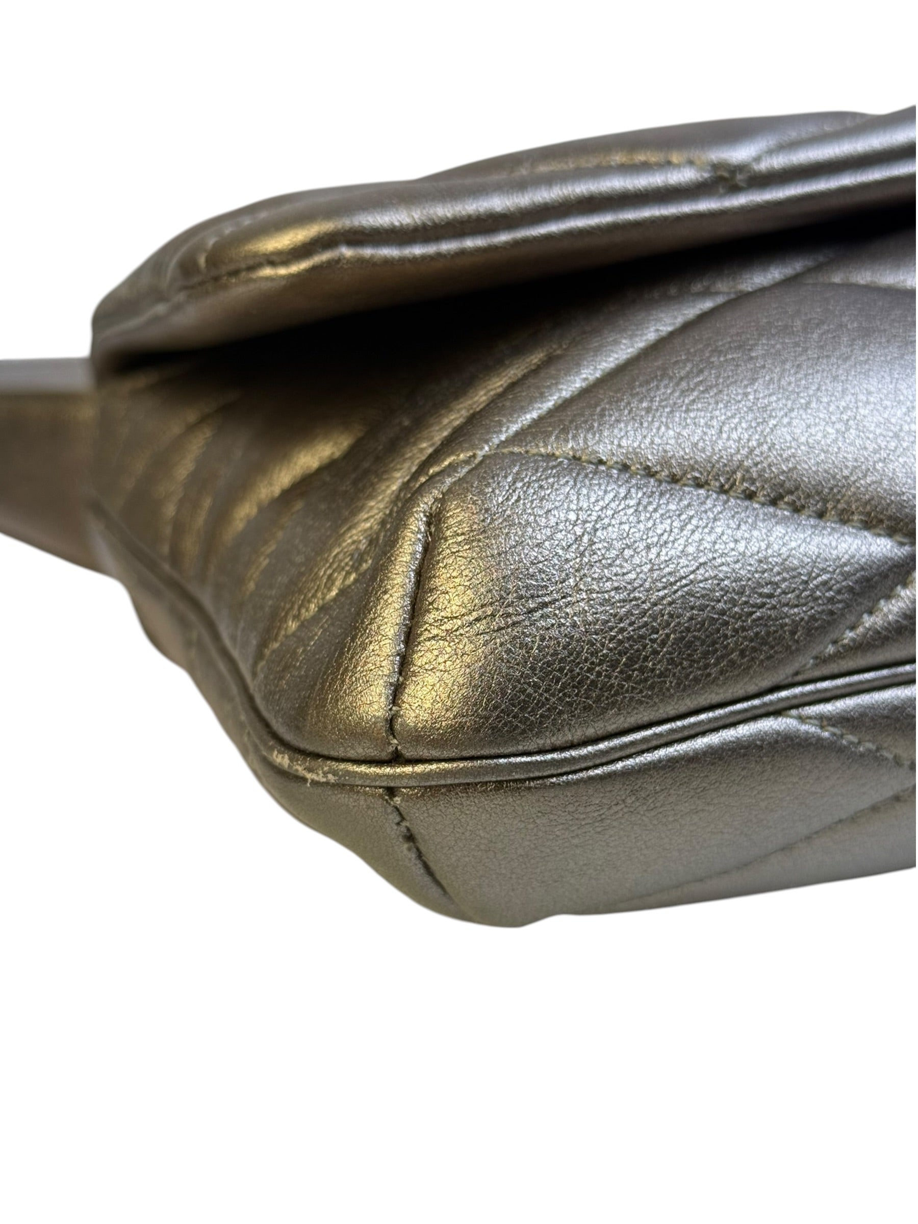 Saint Laurent Metallic Bronze Lambskin Quilted Le 57 Shoulder Bag