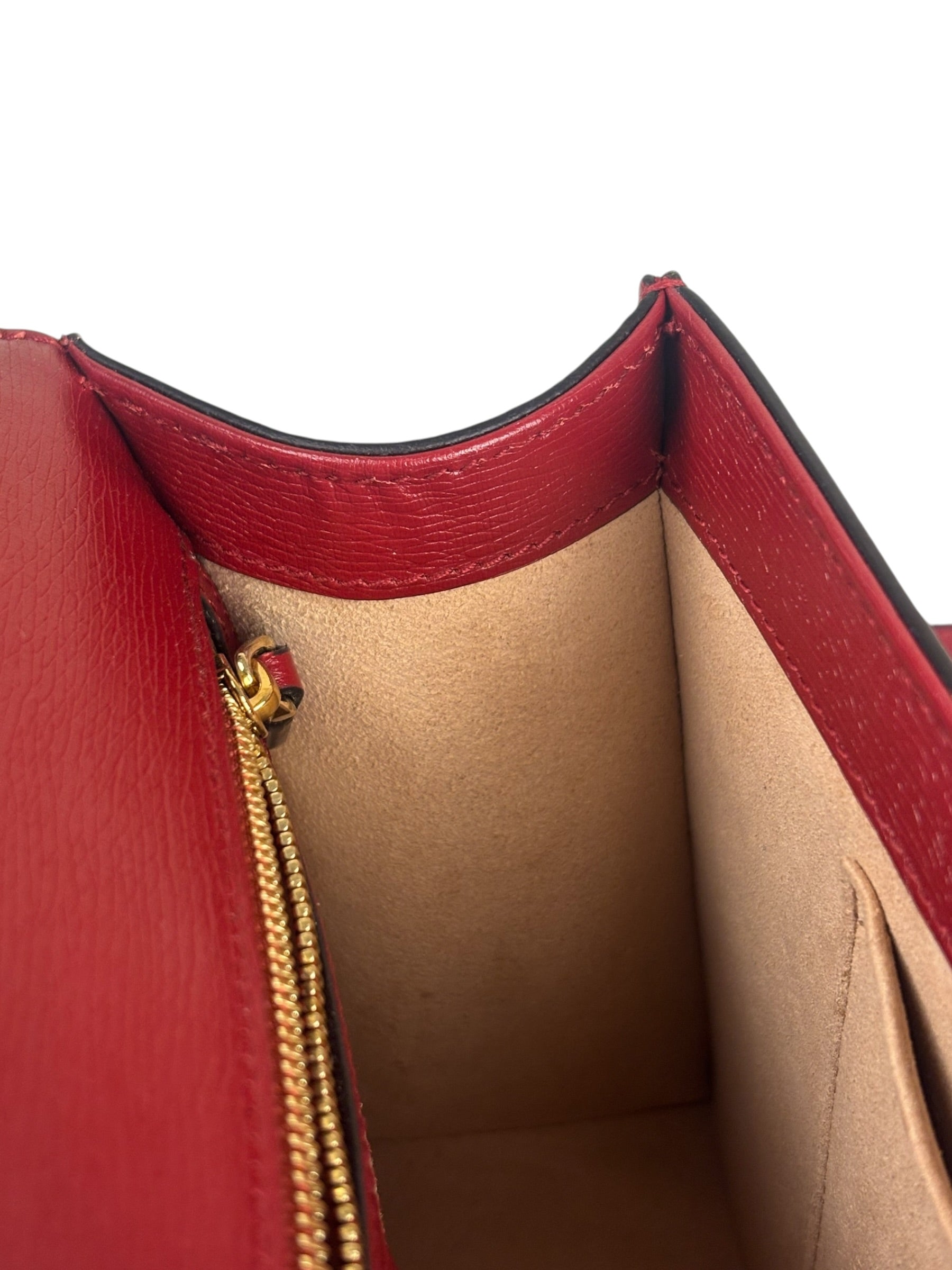 Gucci Red Leather Sylvie Chain Shoulder Bag
