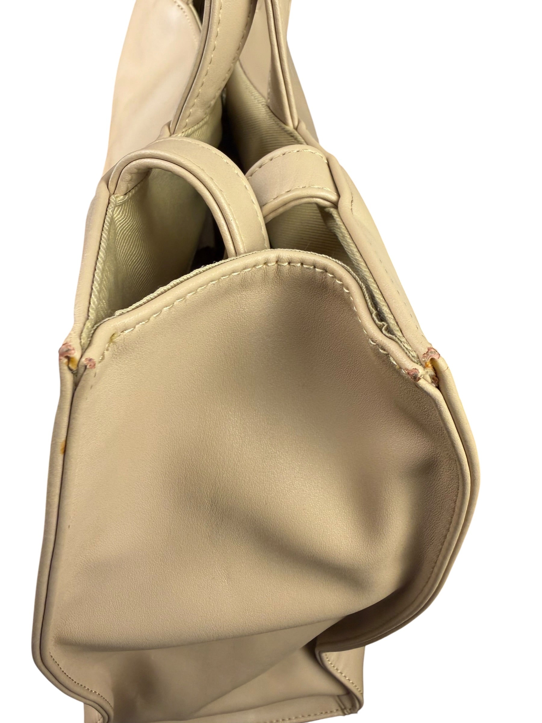 Telfar Cream Leather Medium Shopping Tote Bag