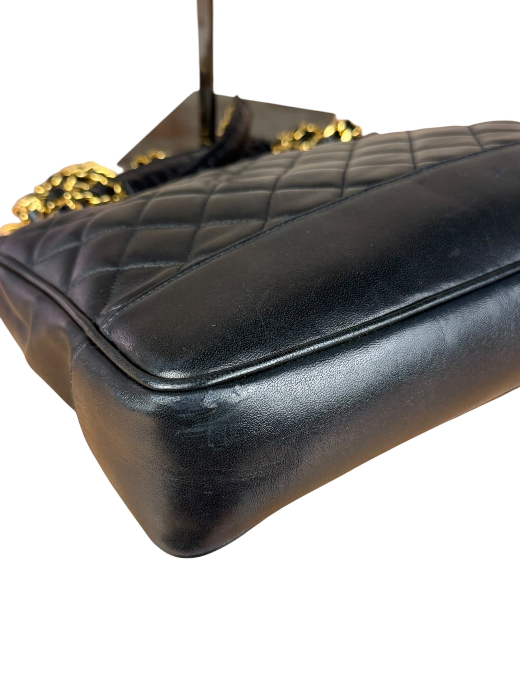 Chanel Black Lambskin Shopper Tote 90s