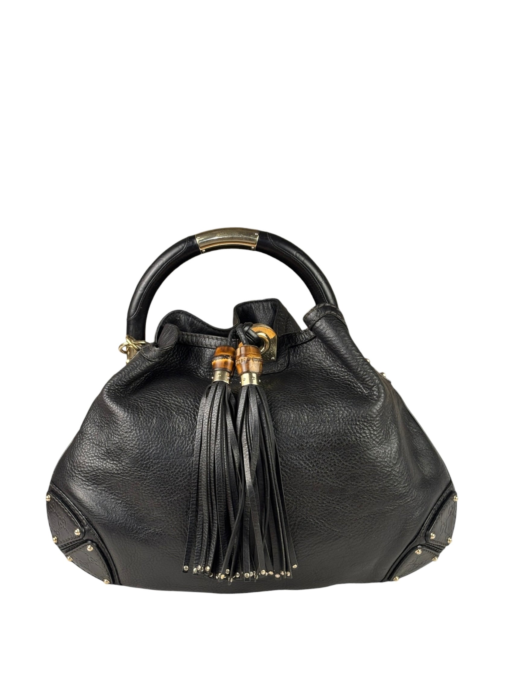 Gucci Black Leather Indy Hobo Bag