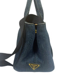 Prada Blue Denim Canapa Logo Tote Bag