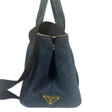 Prada Blue Denim Canapa Logo Tote Bag