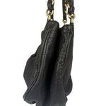 Fendi Black Leather Mia Chain Hobo Bag