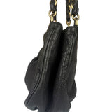 Fendi Black Leather Mia Chain Hobo Bag