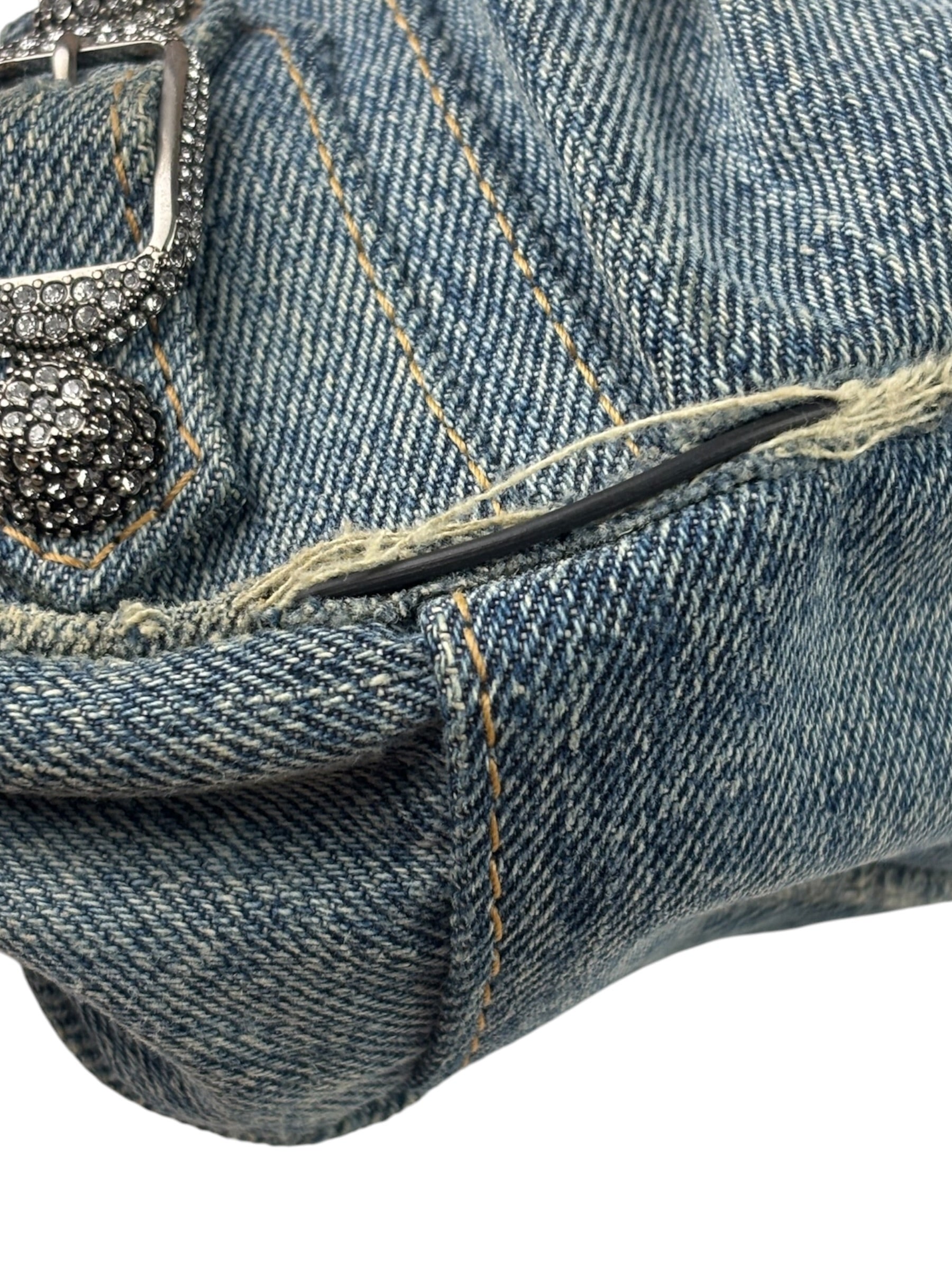Balenciaga Denim Le Cagole Rhinestones Crossbody Bag