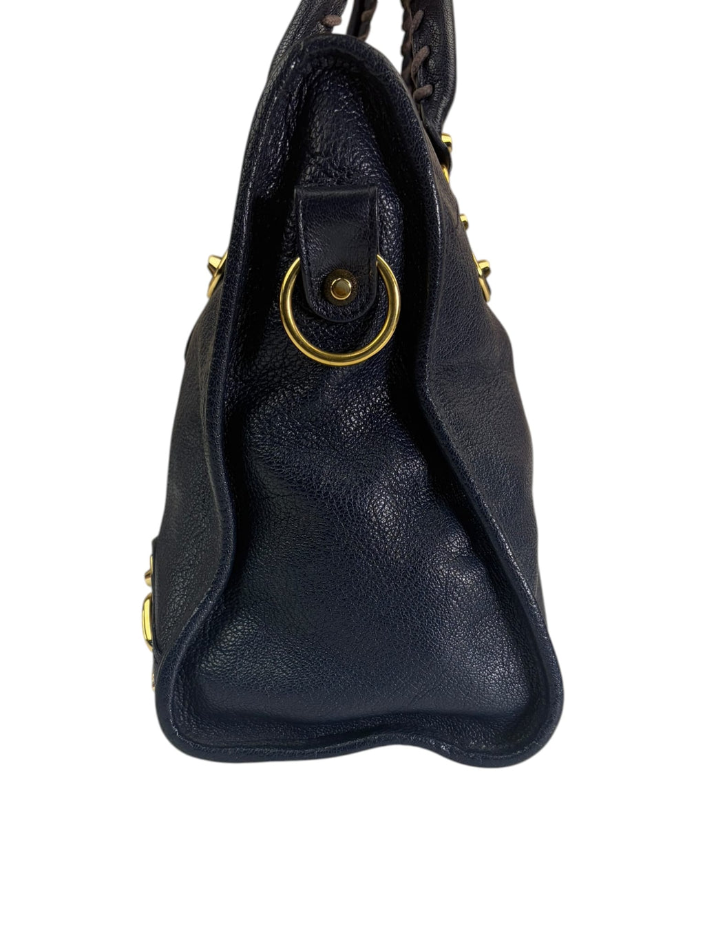 Balenciaga Navy Leather Velo Moto Two-Way Bag