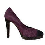 Chanel Two-Tone Suede Cap-Toe Platform Pumps