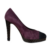 Chanel Two-Tone Suede Cap-Toe Platform Pumps