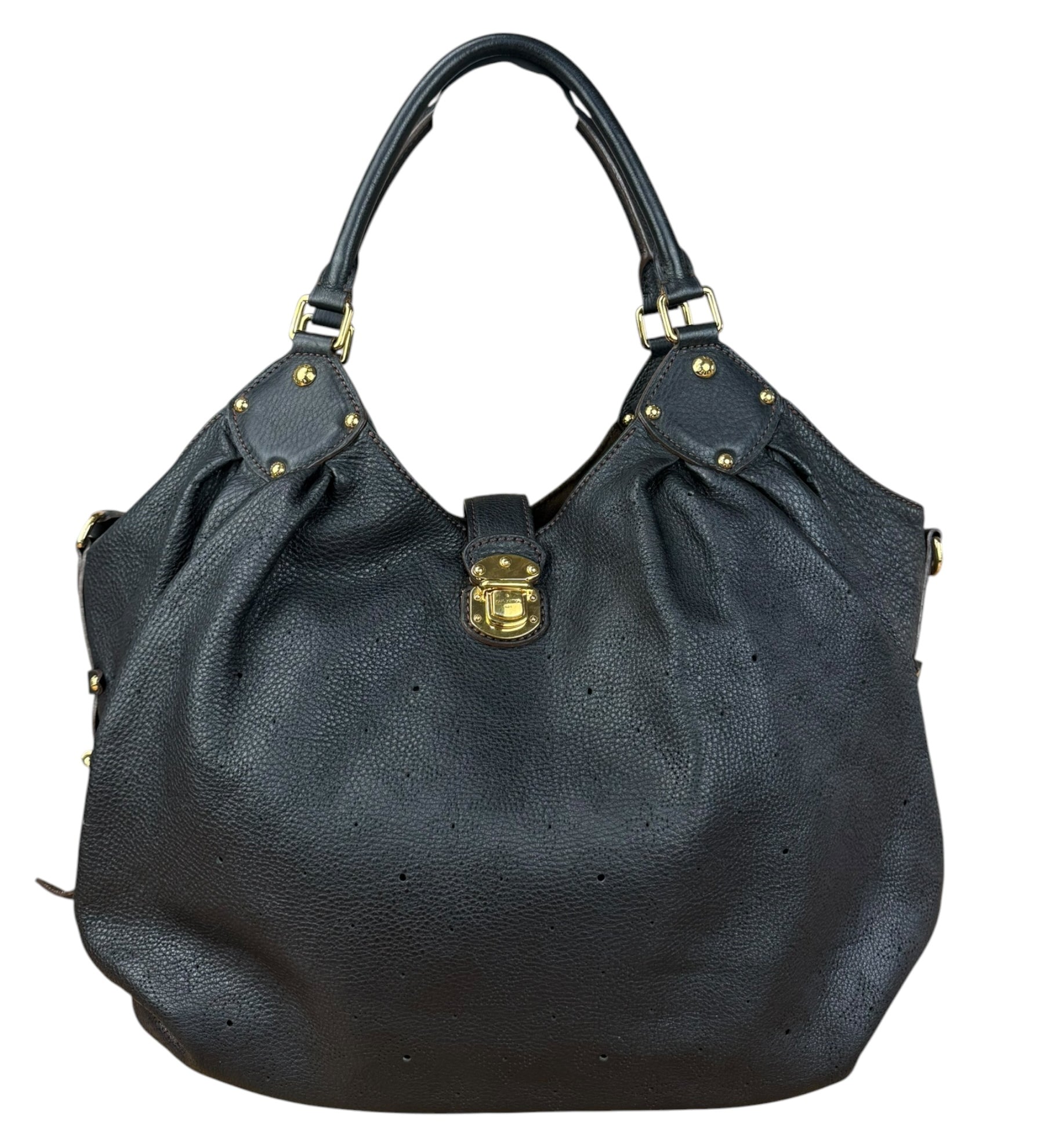 Louis Vuitton Perforated Monogram Mahina Hobo Bag Black