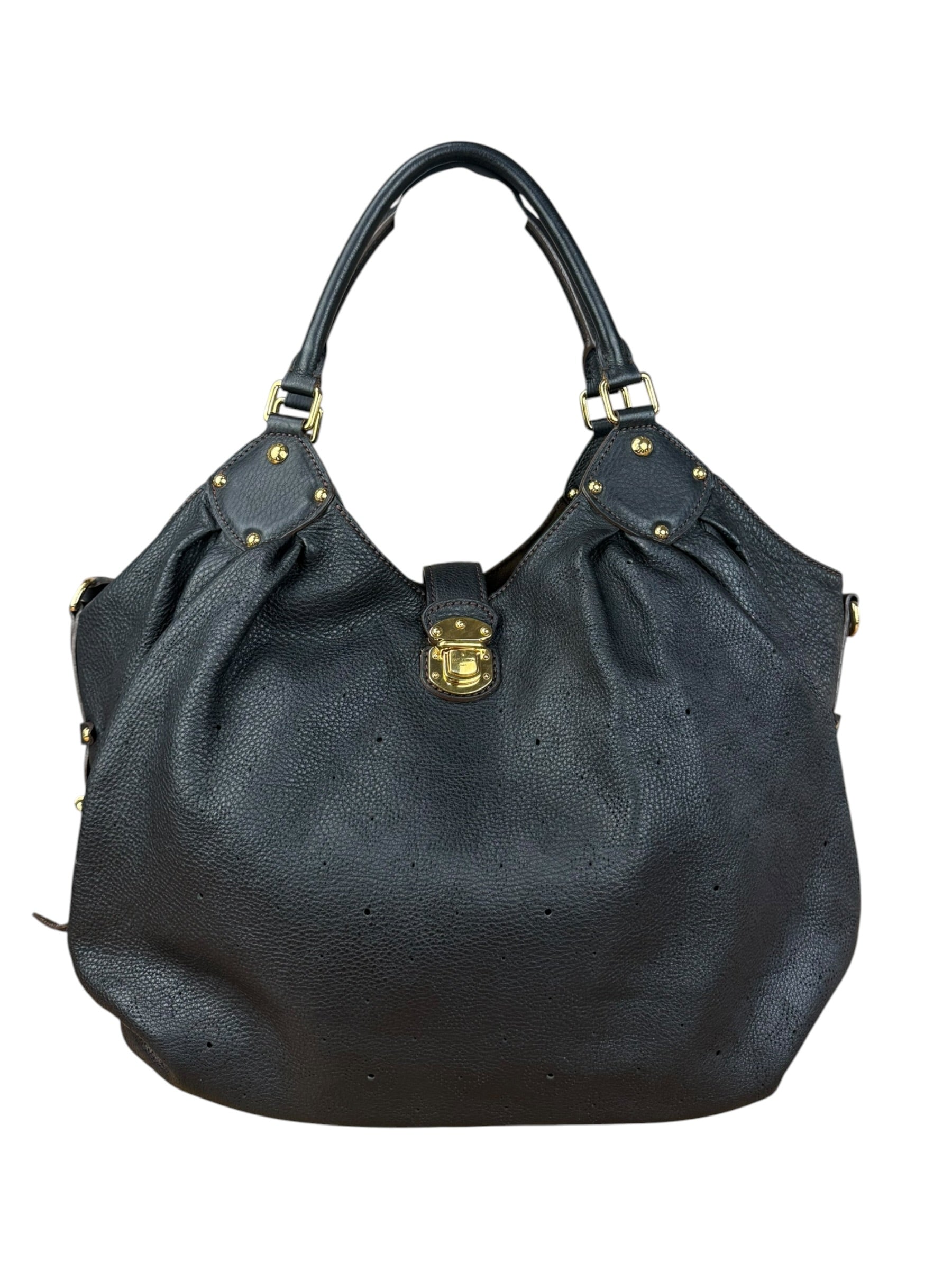 Louis Vuitton Perforated Monogram Mahina Hobo Bag Black