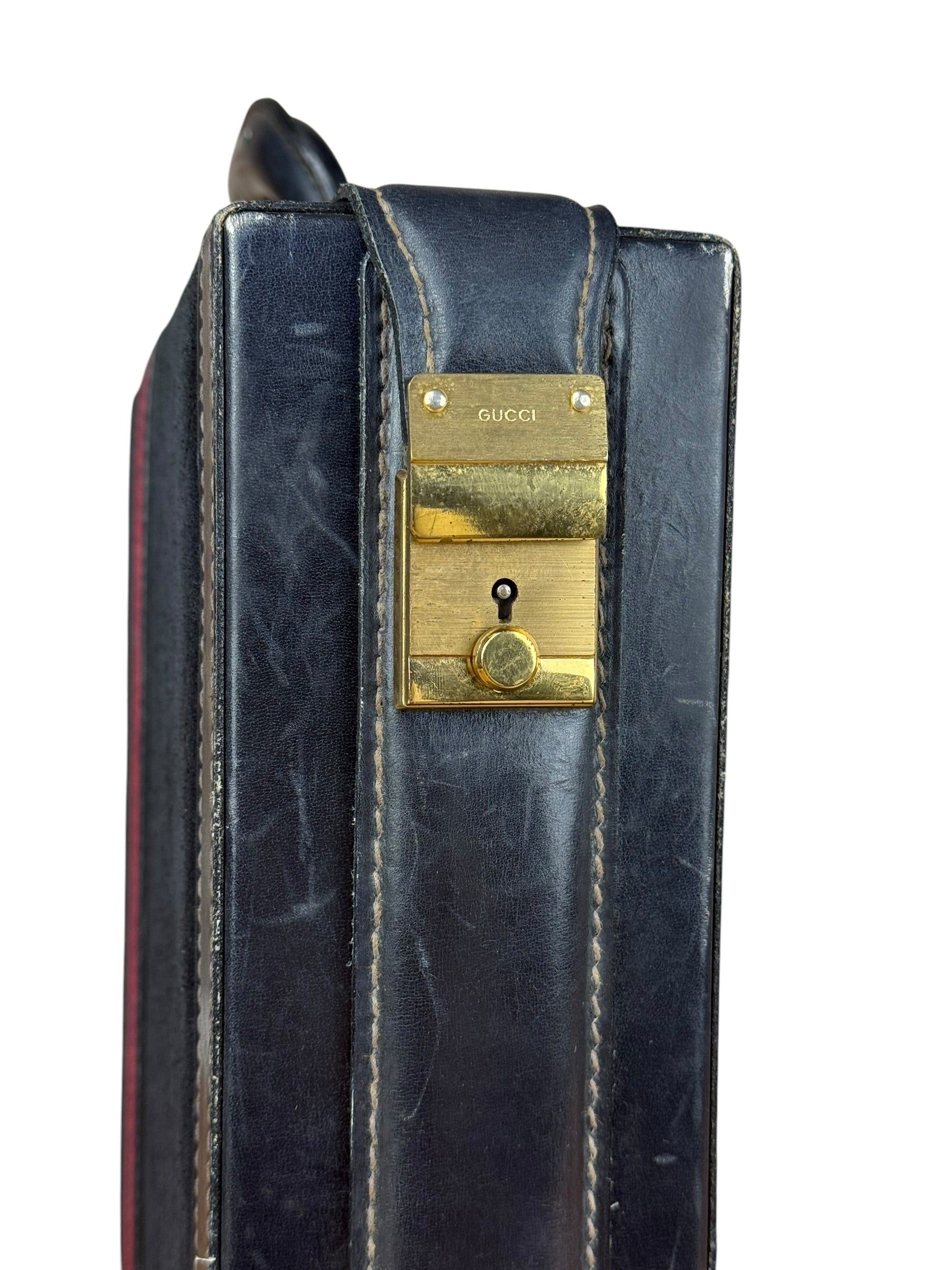 Gucci Navy Suede Vintage Briefcase