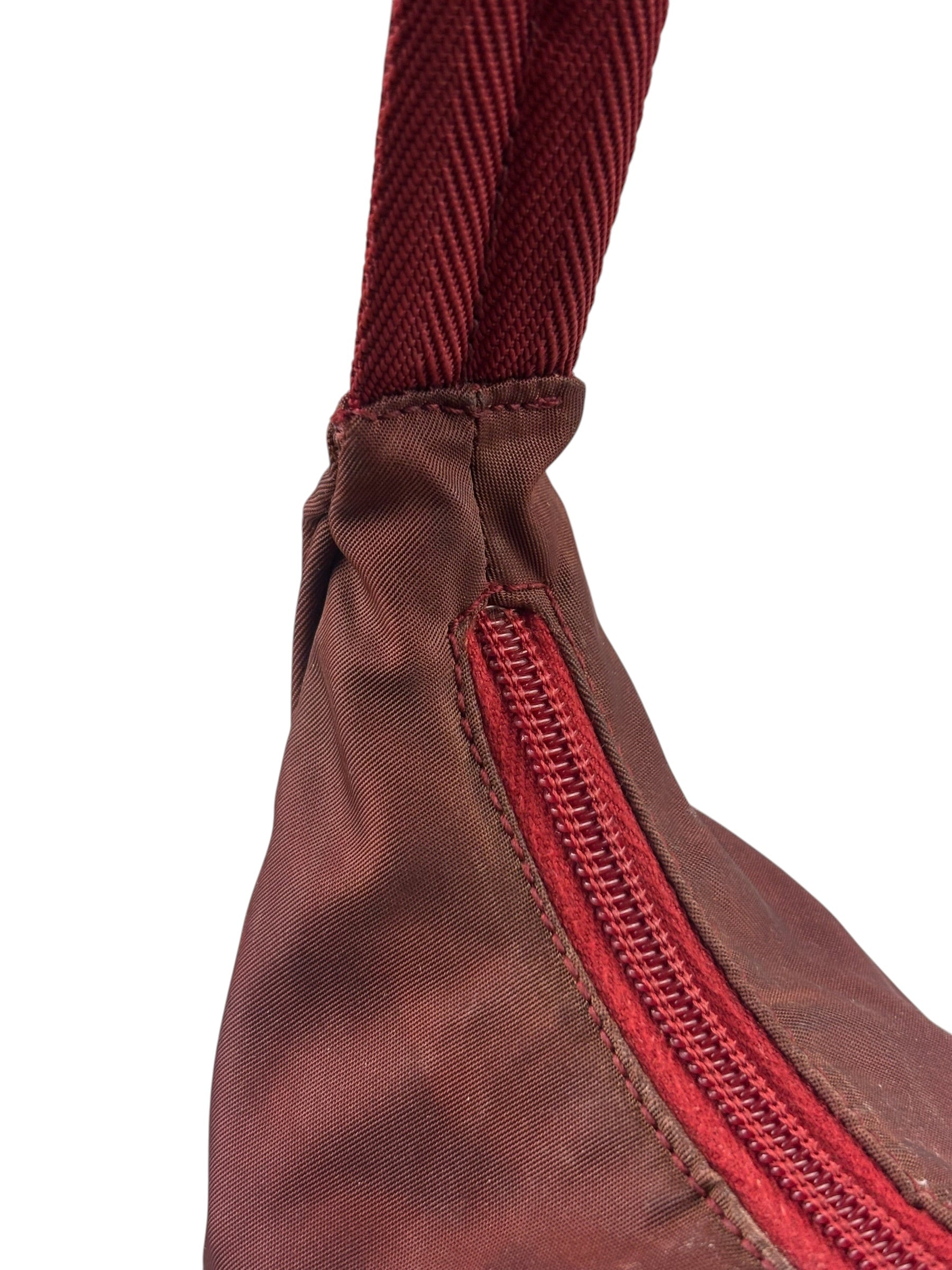 Prada Vintage Burgundy Nylon Pochette