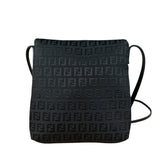 Fendi Black Zucchino Messenger Crossbody Bag