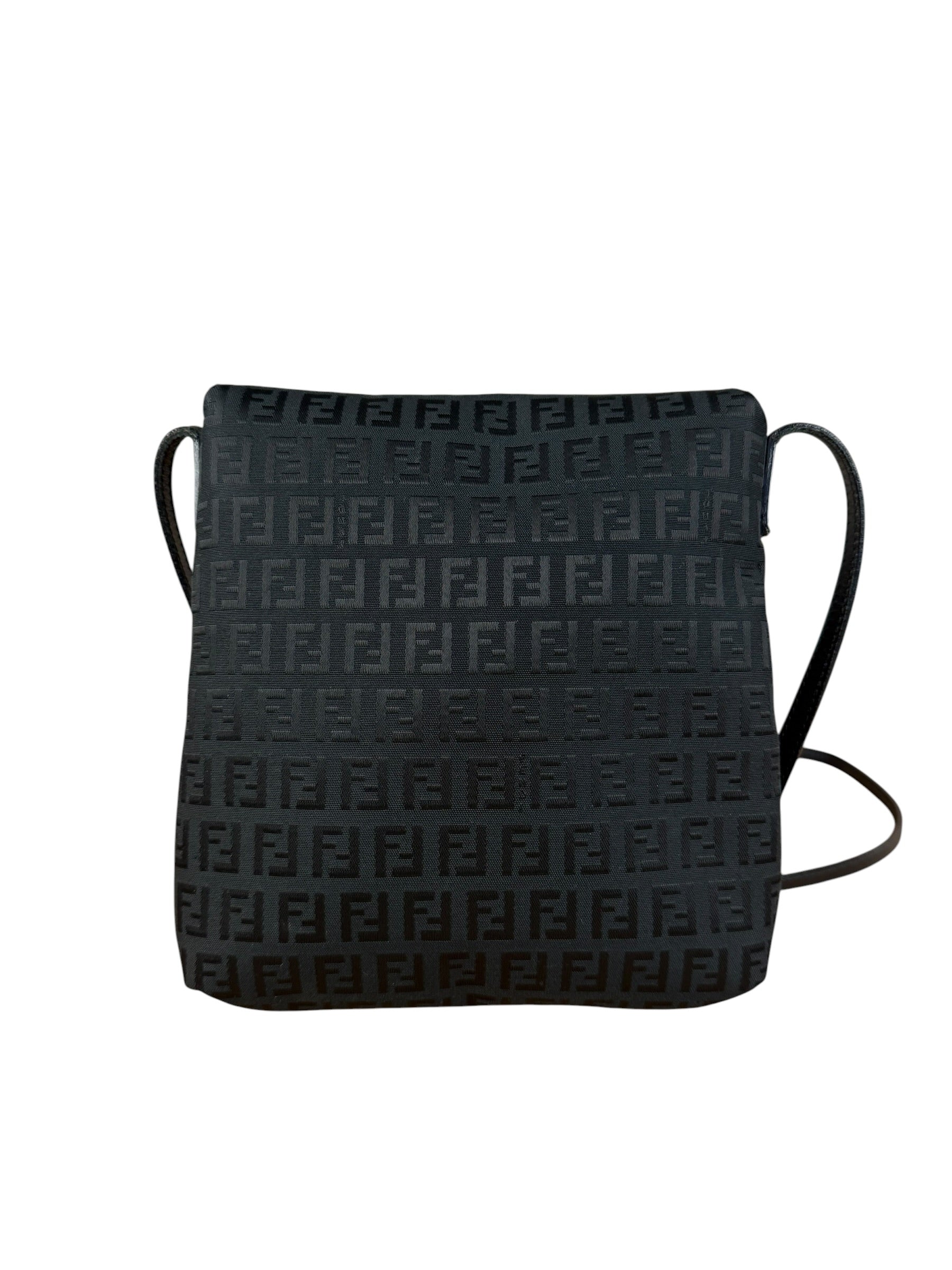 Fendi Black Zucchino Messenger Crossbody Bag
